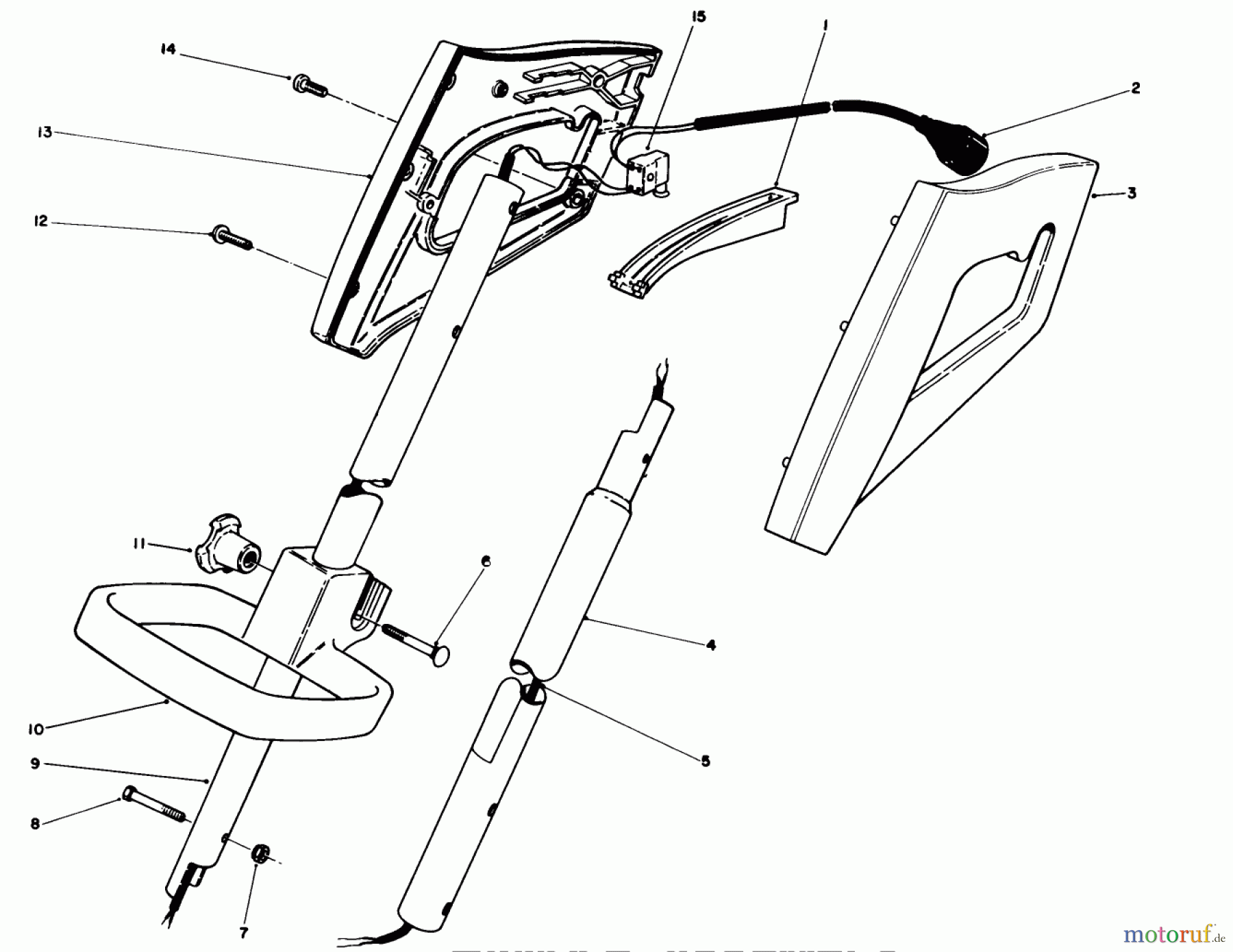 Toro Neu Trimmers, String/Brush 51328 (1100) - Toro 1100 Electric Trimmer, 1990 (0000001-0999999) HANDLE ASSEMBLY
