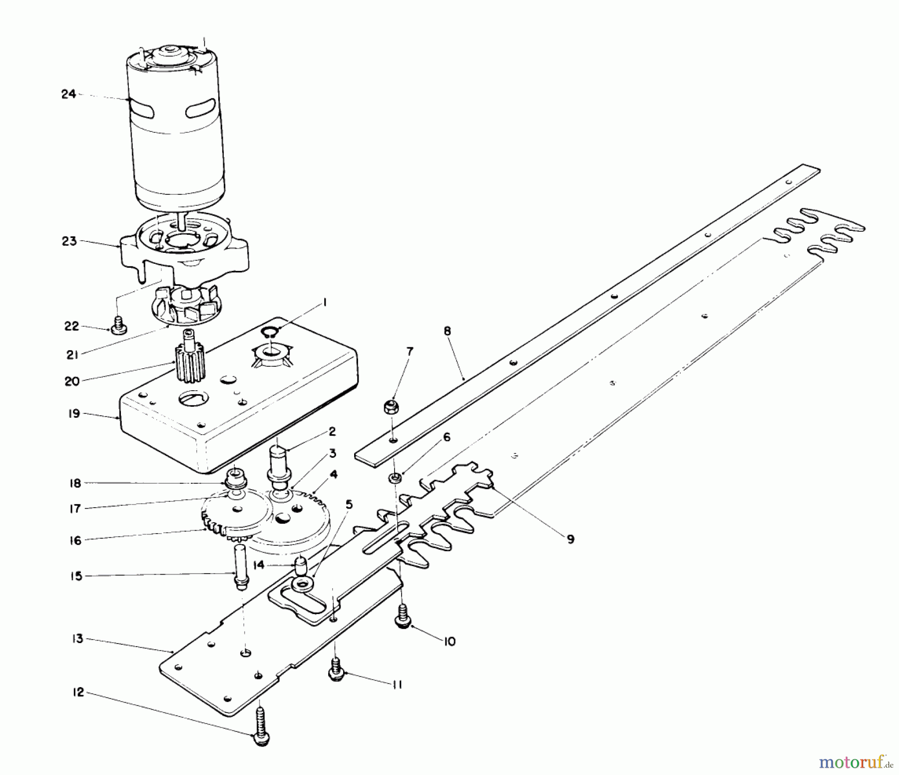 Toro Neu Hedge Trimmers 51780 - Toro Hedge Trimmer w/ Pack, 1990 (0000001-0999999) GEAR BOX AND BLADE ASSEMBLY