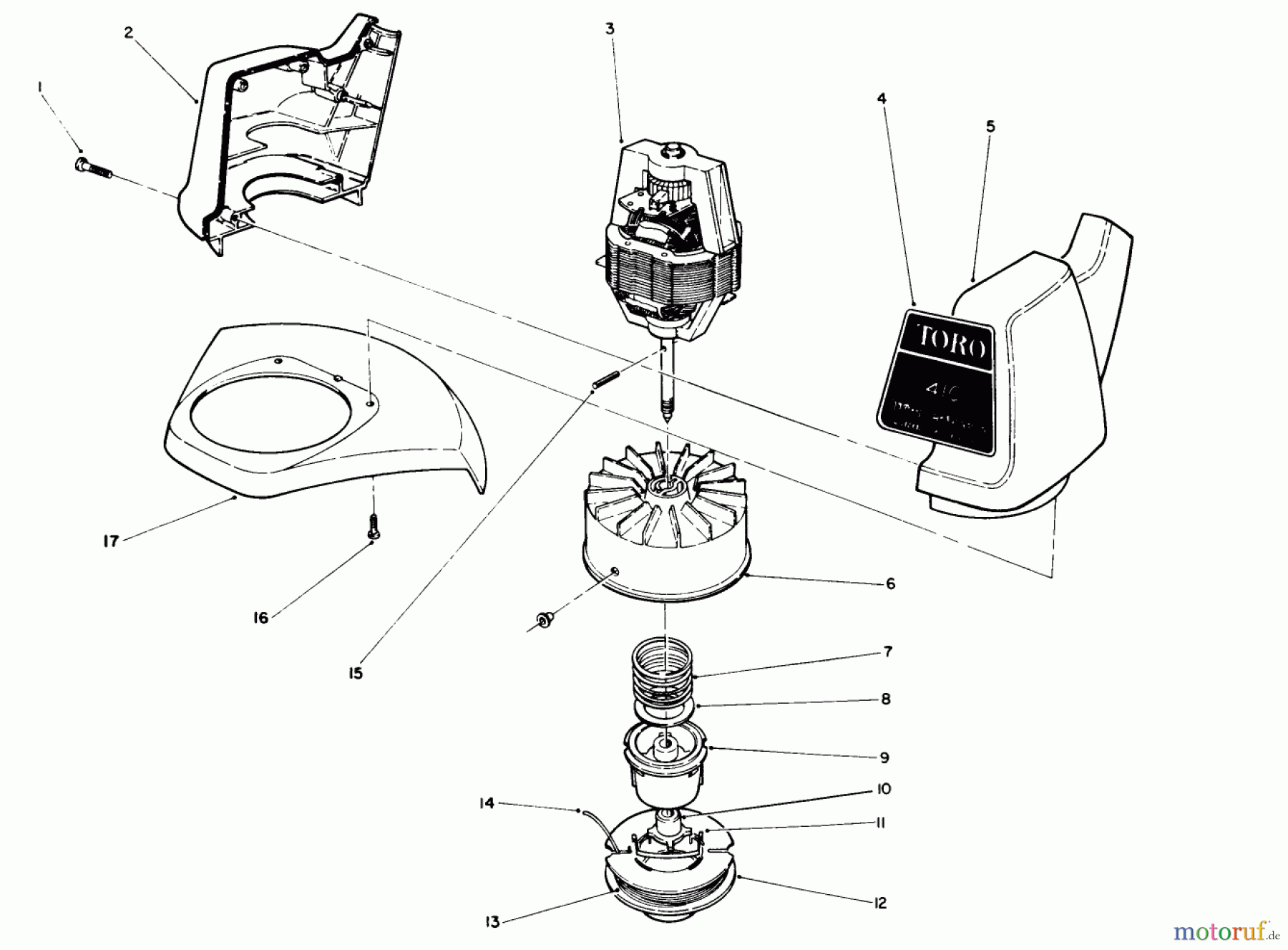 Toro Neu Trimmers, String/Brush 51440 (1410) - Toro 1410 Electric Trimmer, 1988 (8000001-8999999) HOUSING ASSEMBLY