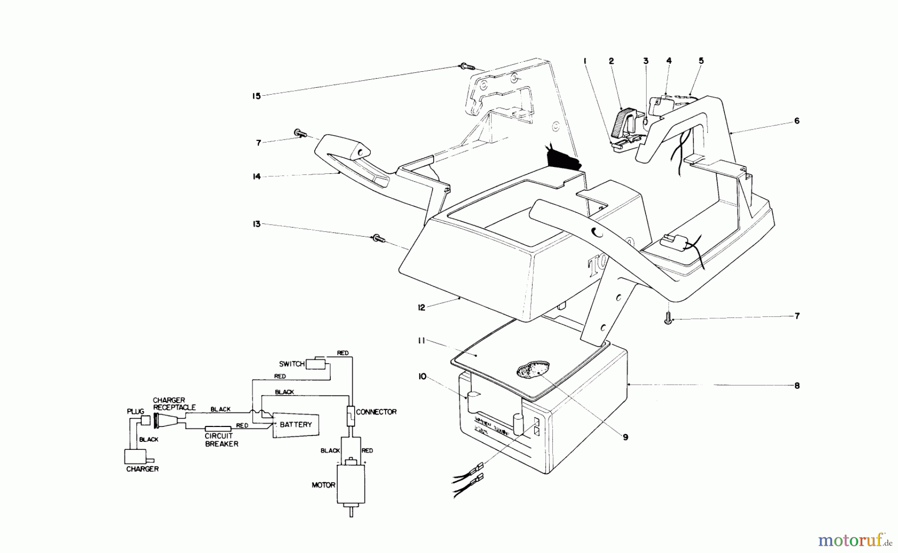 Toro Neu Trimmers, String/Brush 51512 - Toro Cordless Trimmer, 1983 (3000001-3999999) UPPER CASE ASSEMBLY