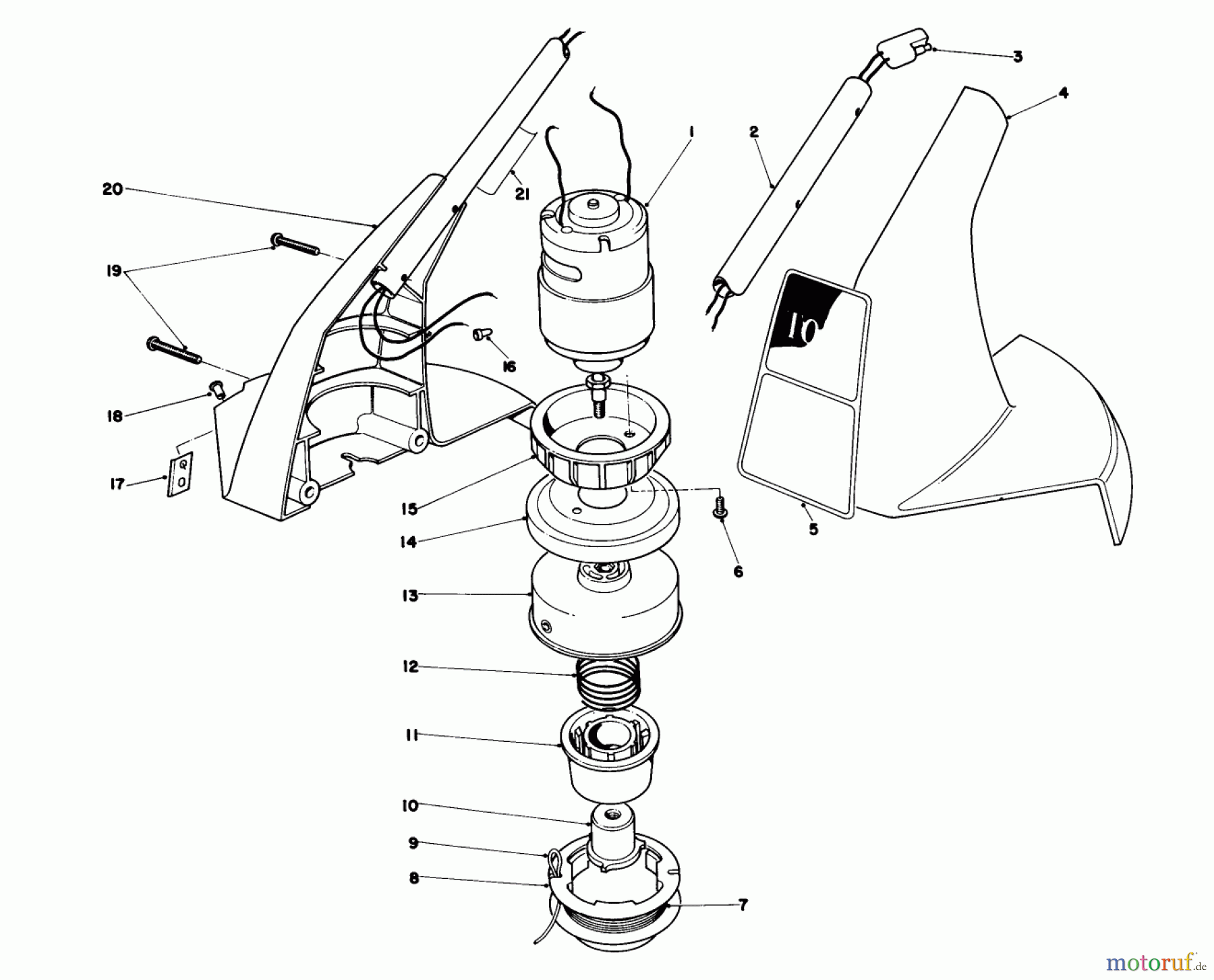 Toro Neu Trimmers, String/Brush 51512C - Toro Cordless Trimmer, 1986 (6000001-6999999) MOTOR HOUSING ASSEMBLY
