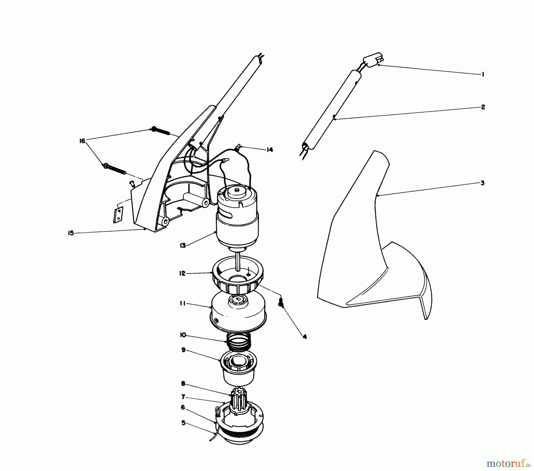 Toro Neu Trimmers, String/Brush 51550 - Toro Cordless Trimmer, 1978 (8000001-8999999) MOTOR HOUSING ASSEMBLY