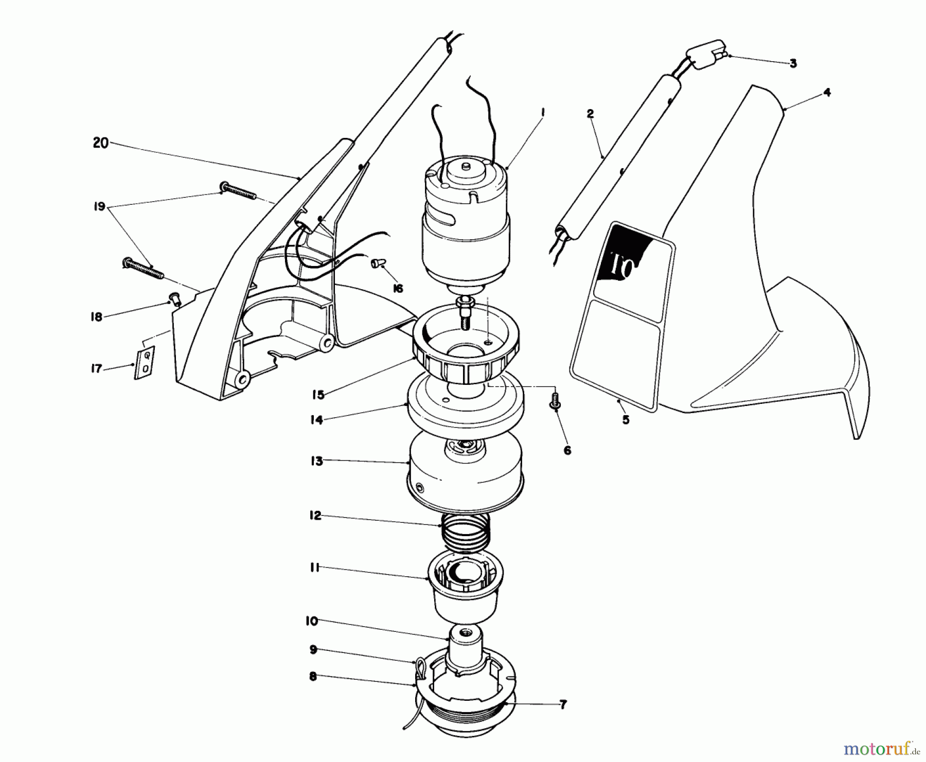 Toro Neu Trimmers, String/Brush 51550 - Toro Cordless Trimmer, 1986 (6000001-6999999) MOTOR HOUSING ASSEMBLY