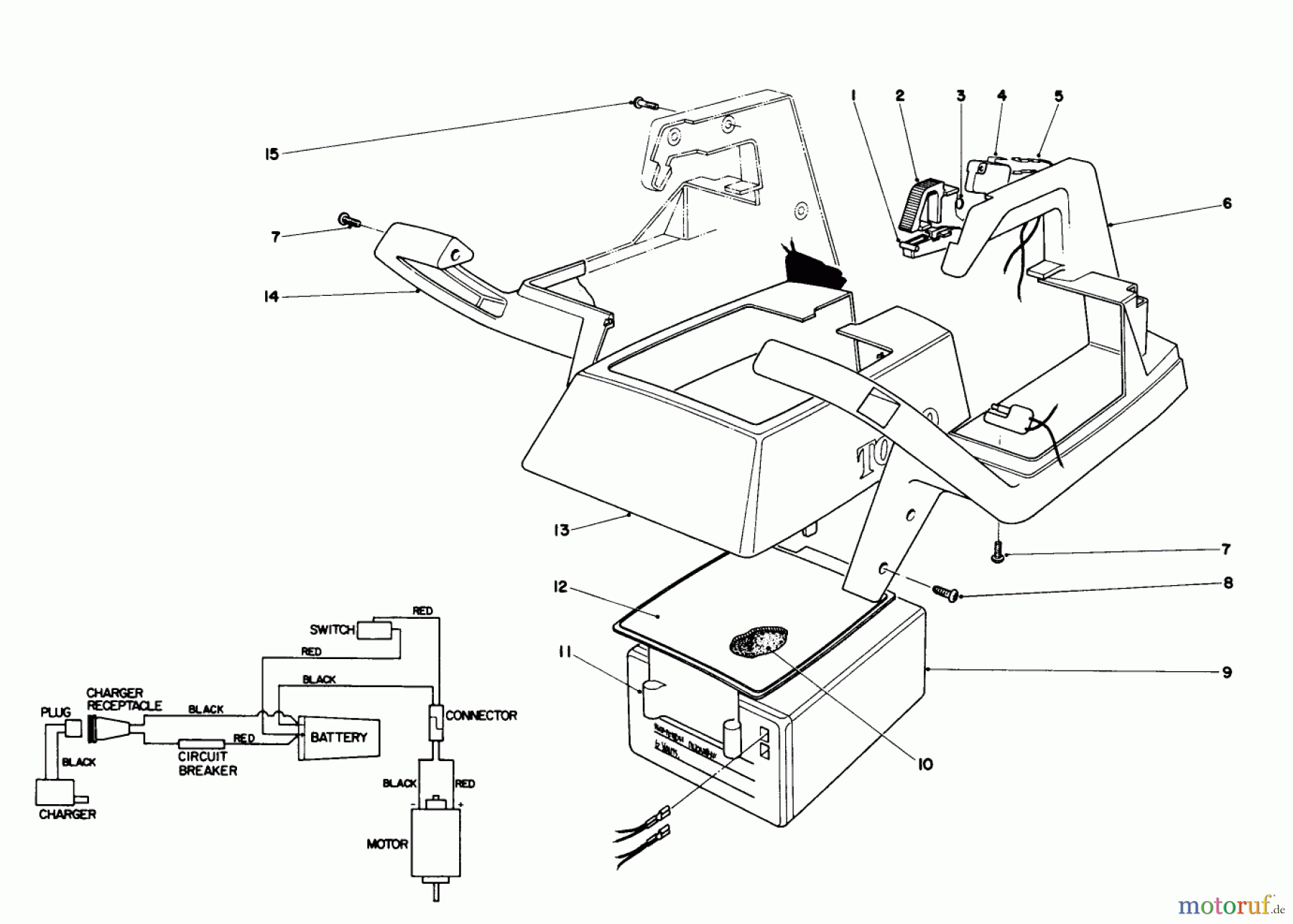  Toro Neu Trimmers, String/Brush 51555 (710) - Toro 710 Electric Trimmer, 1992 (2000001-2999999) UPPER CASE ASSEMBLY