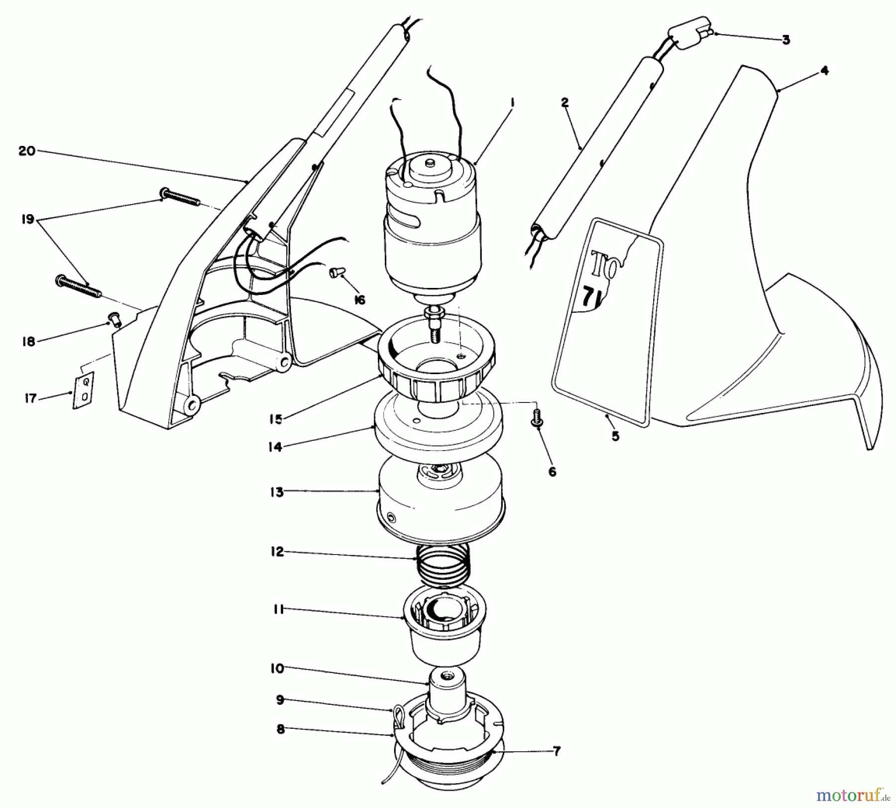 Toro Neu Trimmers, String/Brush 51561 (710) - Toro 710 Electric Trimmer, 1990 (0000001-0999999) MOTOR HOUSING ASSEMBLY
