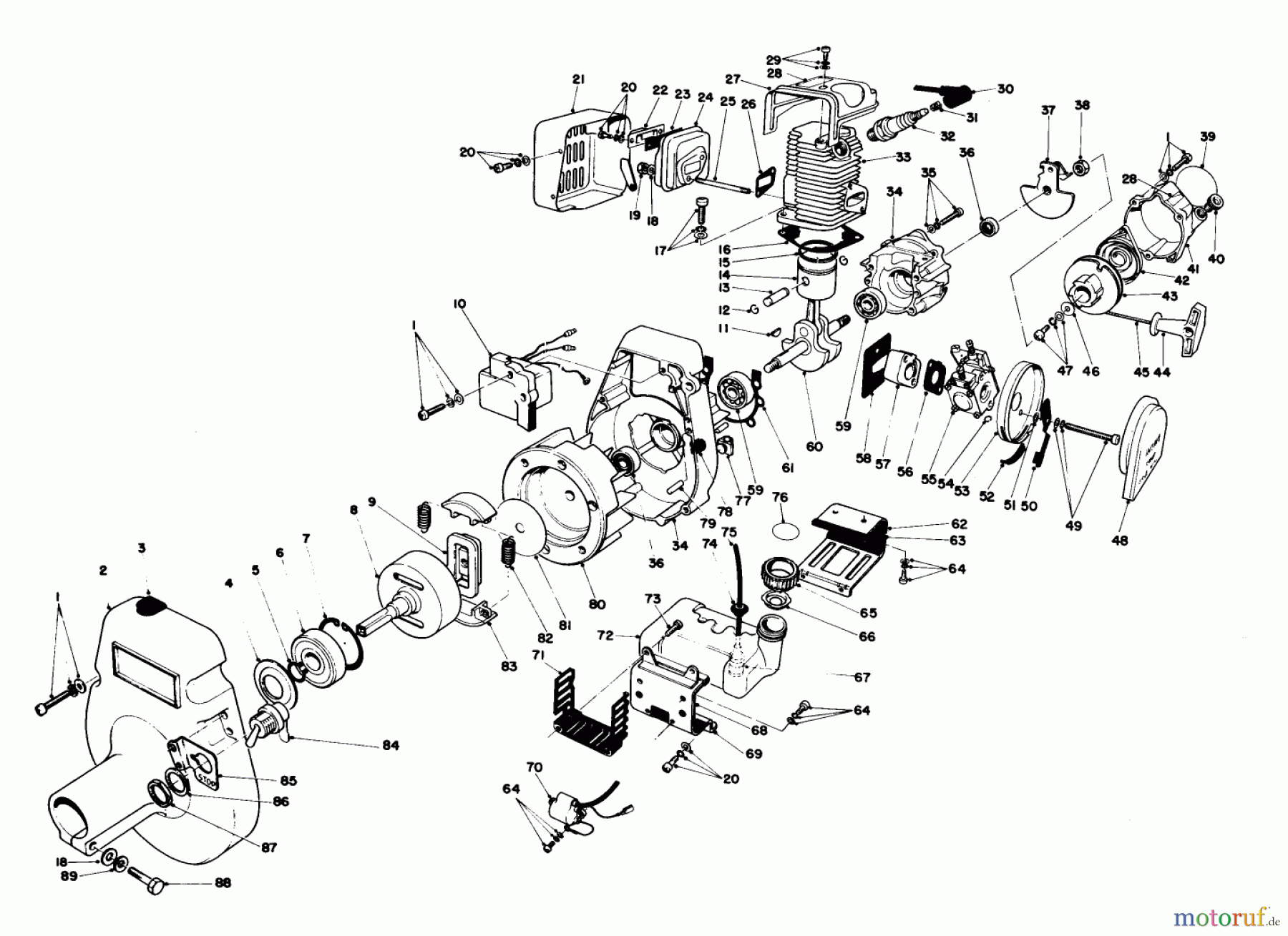 Toro Neu Trimmers, String/Brush 51606 (TC 600) - Toro TC 600 Gas Trimmer, 1982 (2000001-2999999) ENGINE ASSEMBLY