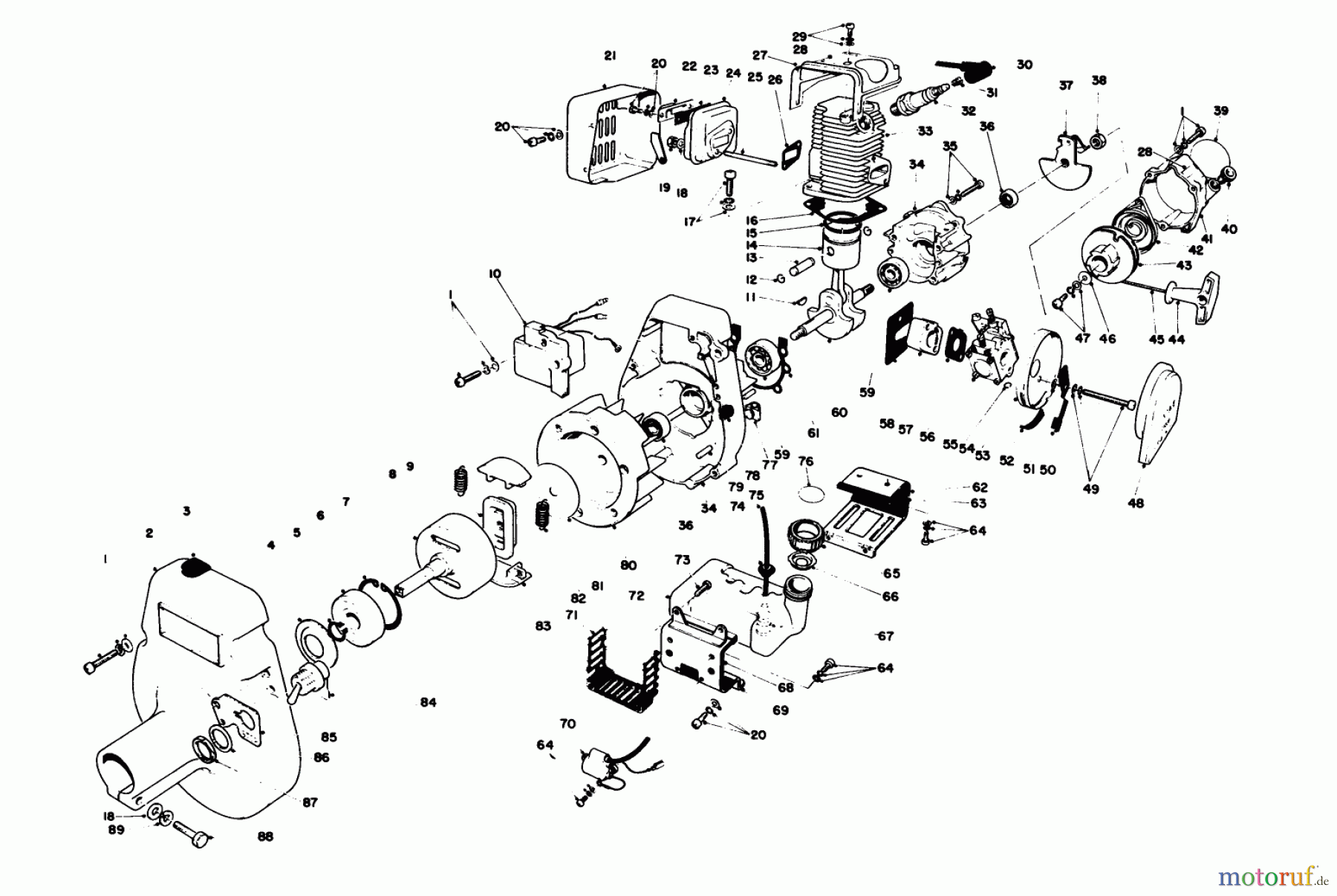 Toro Neu Trimmers, String/Brush 51607 (TC 700) - Toro TC 700 Gas Trimmer, 1983 (3000001-3999999) ENGINE ASSEMBLY