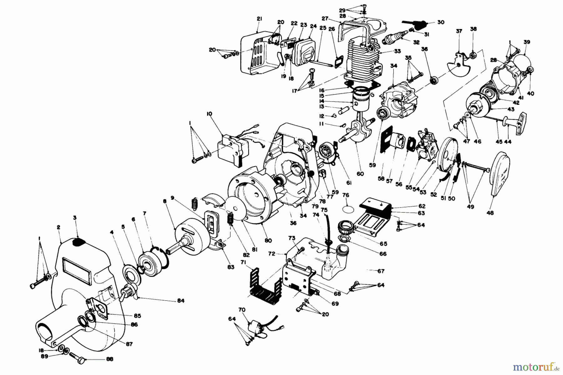 Toro Neu Trimmers, String/Brush 51607 (TC 700) - Toro TC 700 Gas Trimmer, 1984 (4000001-4999999) ENGINE ASSEMBLY