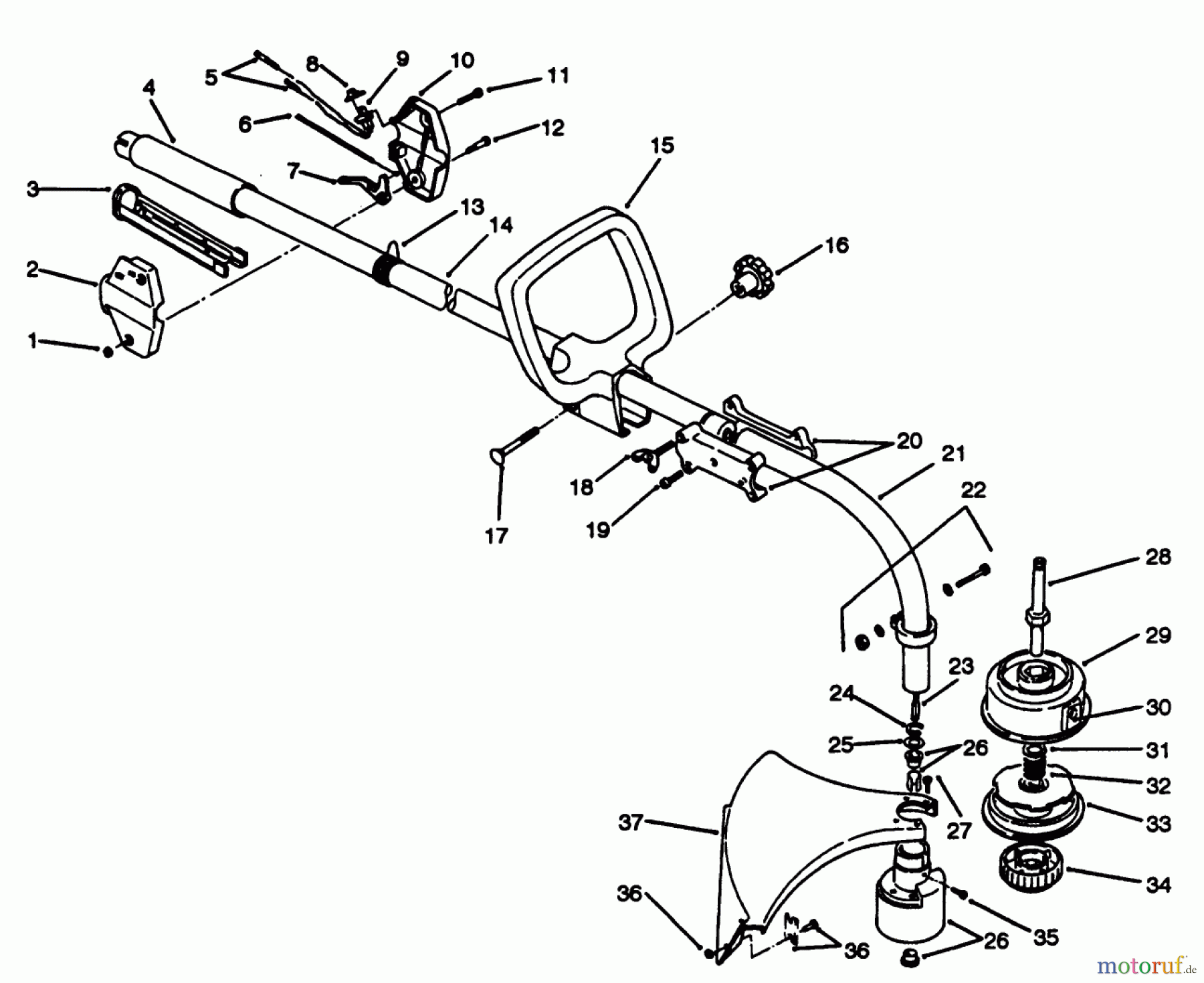 Toro Neu Trimmers, String/Brush 51638 - Toro 28cc Curved Shaft Trimmer, 1993 (3900001-3999999) HANDLE ASSEMBLY MODEL NO. 51638