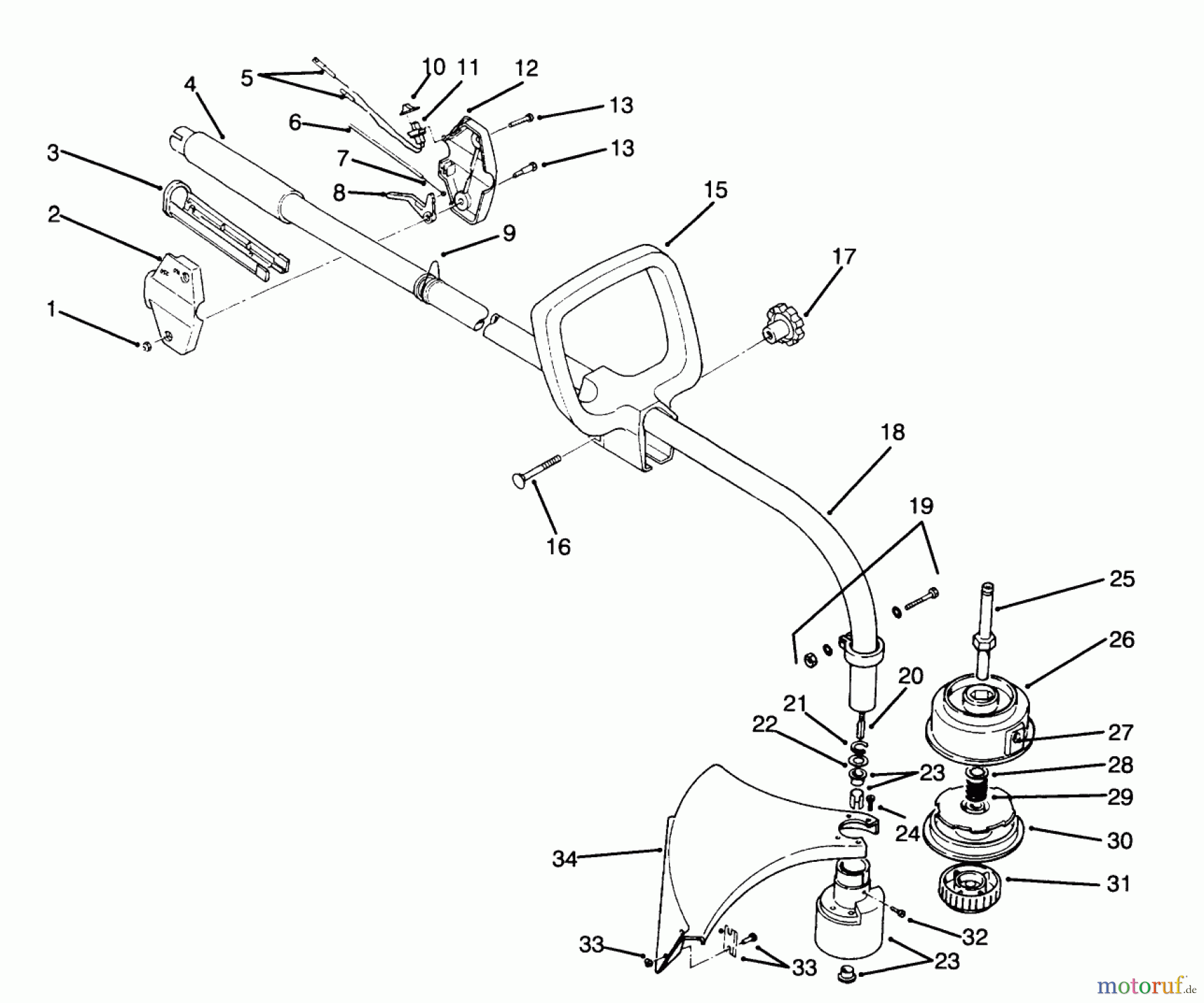 Toro Neu Trimmers, String/Brush 51638 - Toro 28cc Curved Shaft Trimmer, 1994 (4900001-4999999) HANDLE ASSEMBLY MODEL NO. 51620