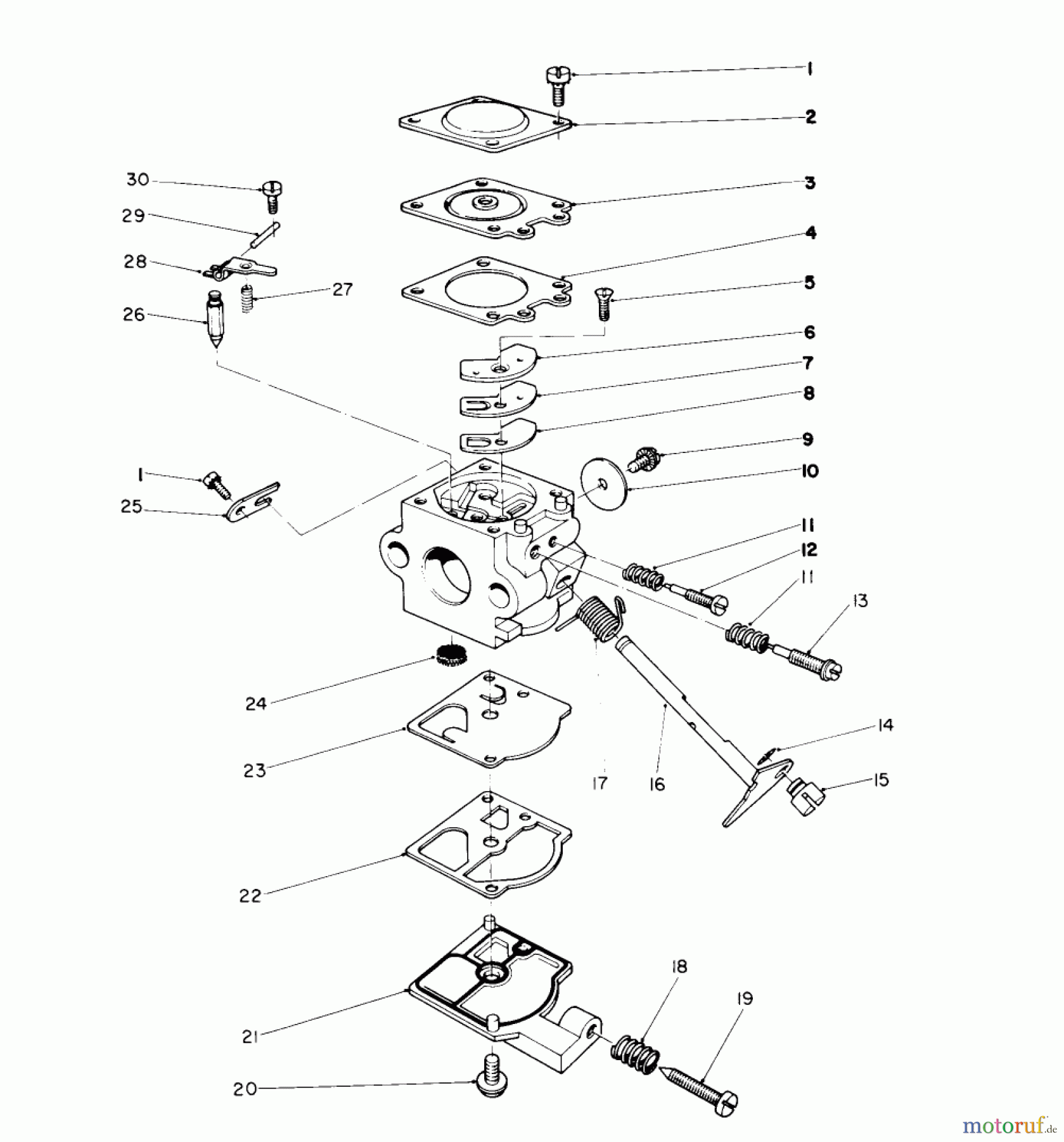 Toro Neu Trimmers, String/Brush 51635 (Toro 1700) - Toro 1700 Gas Trimmer, 1981 (1000001-1999999) CARBURETOR ASSEMBLY