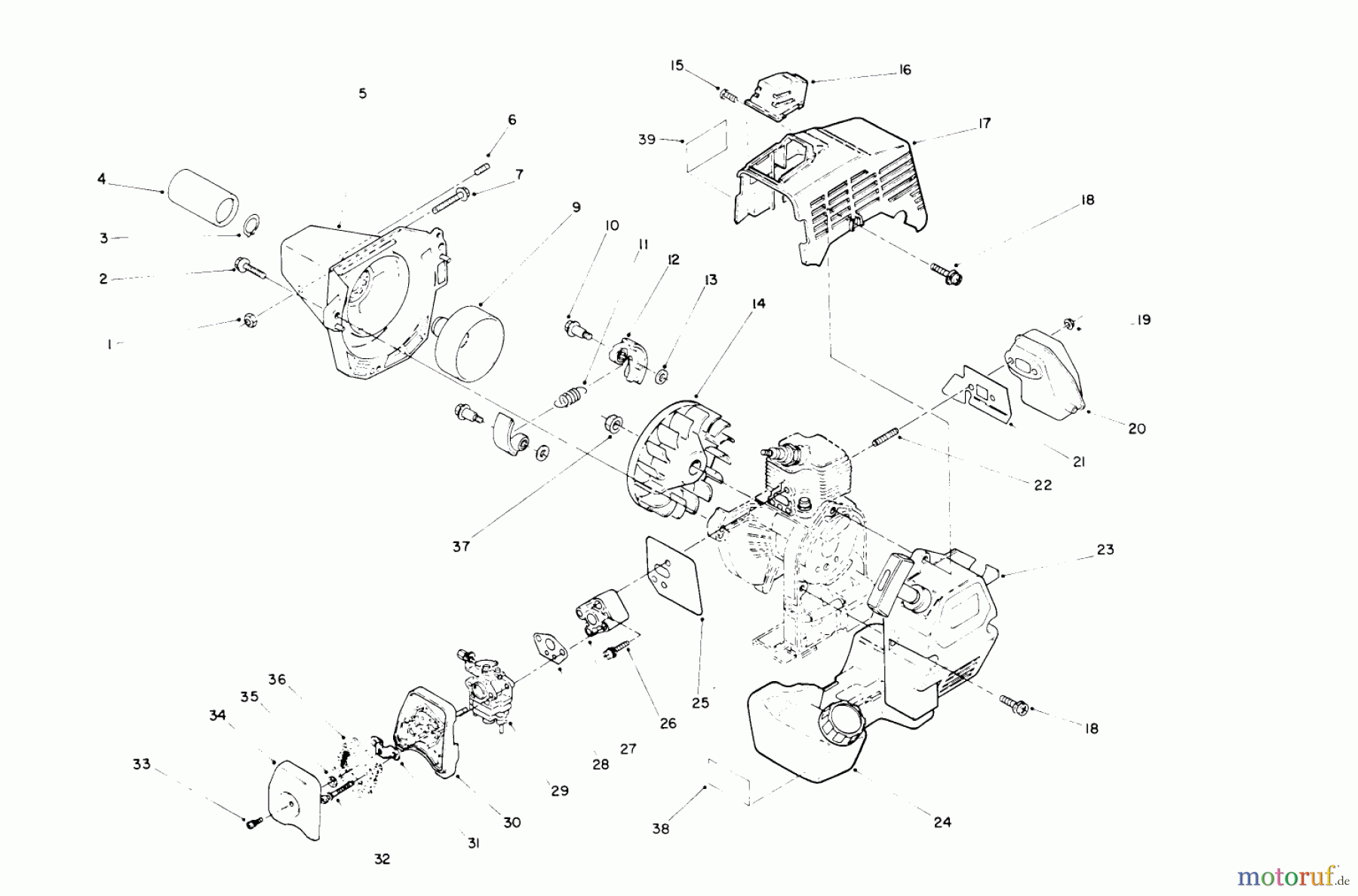 Toro Neu Trimmers, String/Brush 51637 (TC 2010) - Toro TC 2010 Gas Trimmer, 1990 (0000001-0999999) ENGINE ASSEMBLY #1