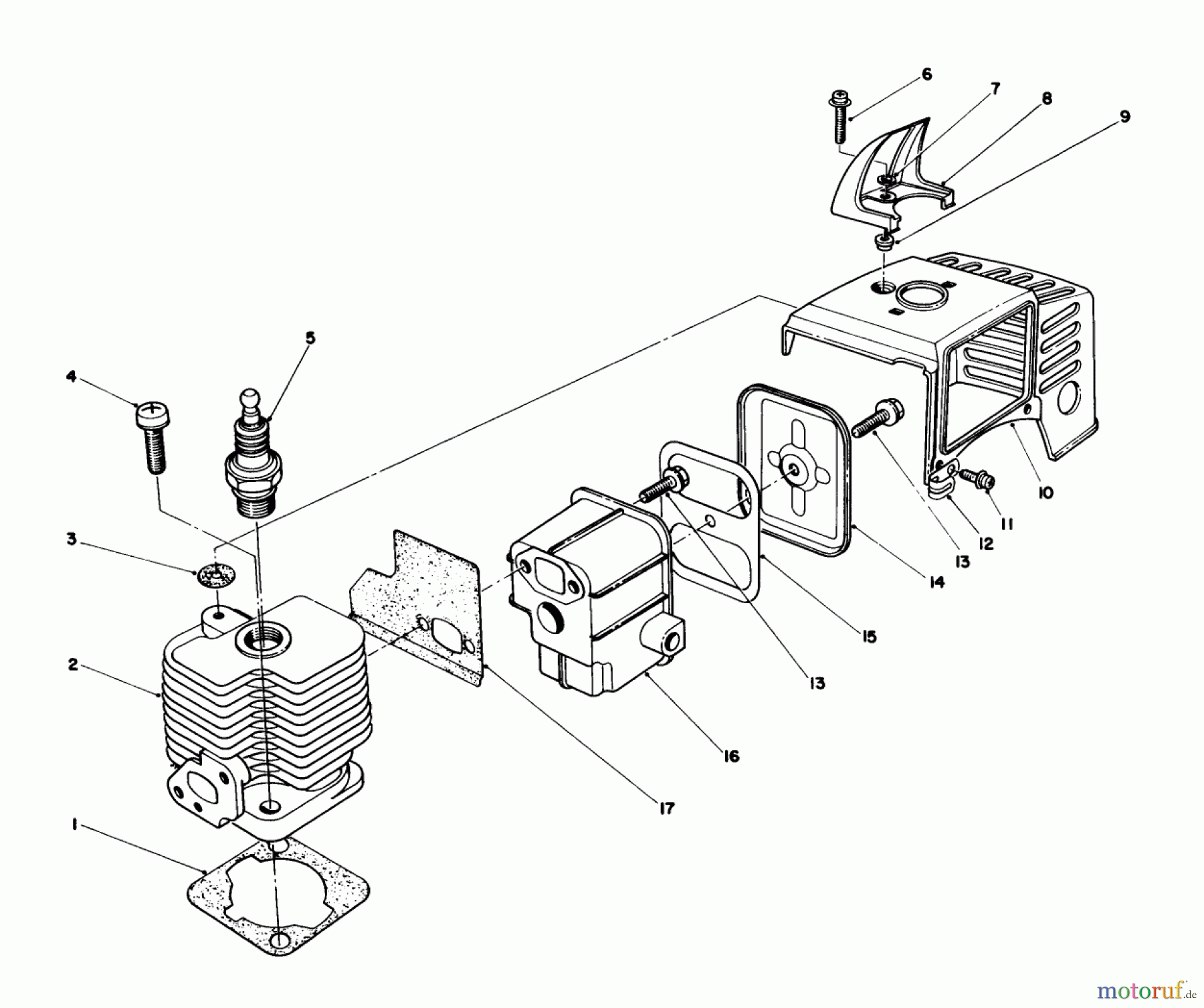 Toro Neu Trimmers, String/Brush 51641 (TC 1000) - Toro TC 1000 Gas Trimmer, 1985 (5000001-5999999) CYLINDER & MUFFLER ASSEMBLY
