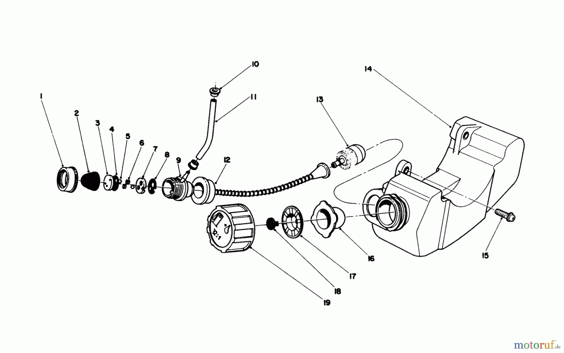 Toro Neu Trimmers, String/Brush 51641 (TC 1000) - Toro TC 1000 Gas Trimmer, 1985 (5000001-5999999) FUEL TANK ASSEMBLY