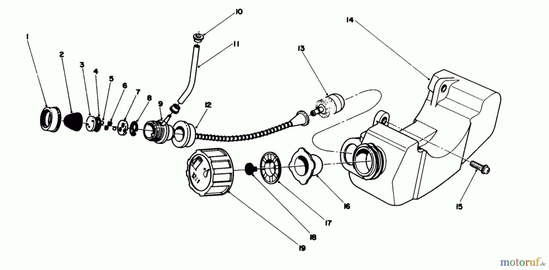 Toro Neu Trimmers, String/Brush 51641 (TC 1000) - Toro TC 1000 Gas Trimmer, 1986 (6000001-6999999) FUEL TANK ASSEMBLY