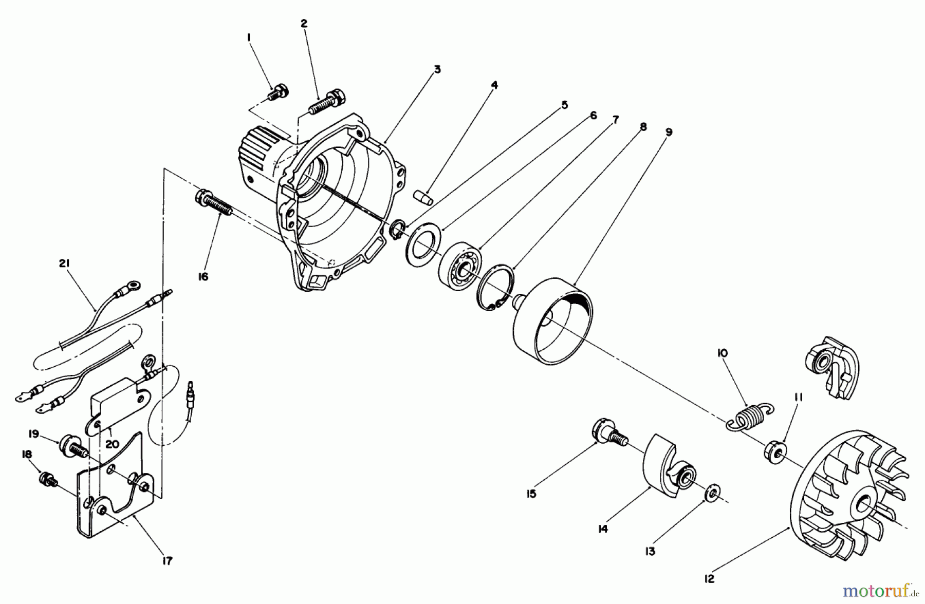  Toro Neu Trimmers, String/Brush 51642 (TC 2000) - Toro TC 2000 Gas Trimmer, 1986 (6000001-6999999) CLUTCH CASE & FAN ASSEMBLY