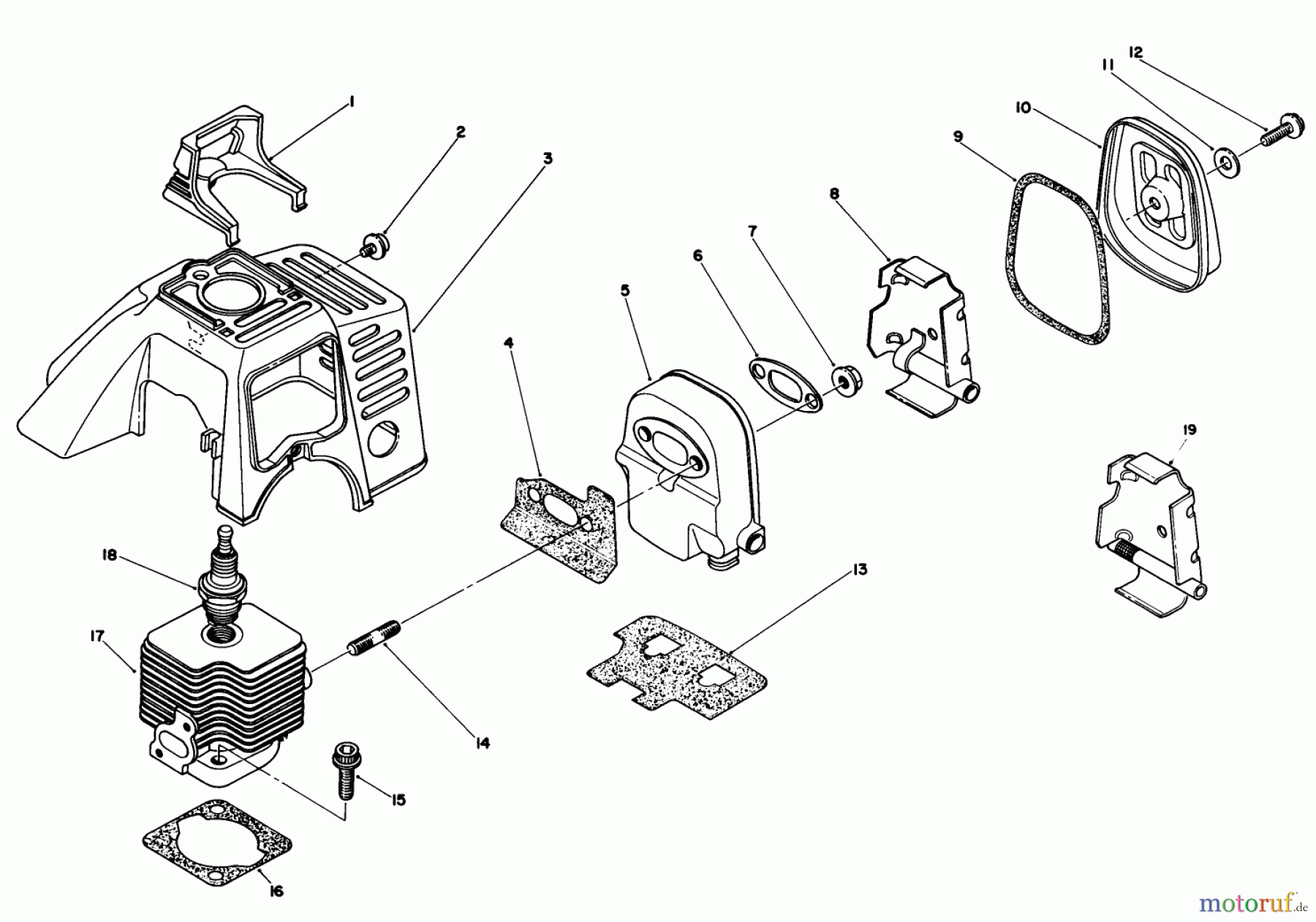 Toro Neu Trimmers, String/Brush 51642 (TC 2000) - Toro TC 2000 Gas Trimmer, 1987 (7000001-7999999) CYLINDER & MUFFLER ASSEMBLY