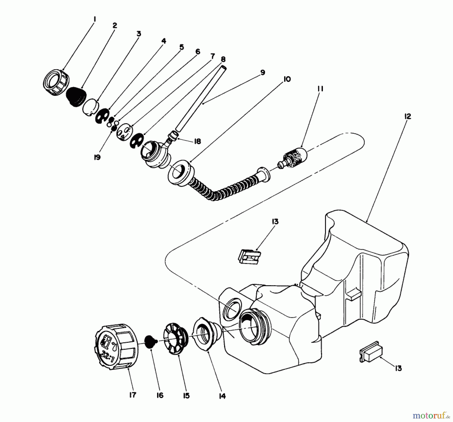 Toro Neu Trimmers, String/Brush 51642 (TC 2000) - Toro TC 2000 Gas Trimmer, 1987 (7000001-7999999) FUEL TANK ASSEMBLY