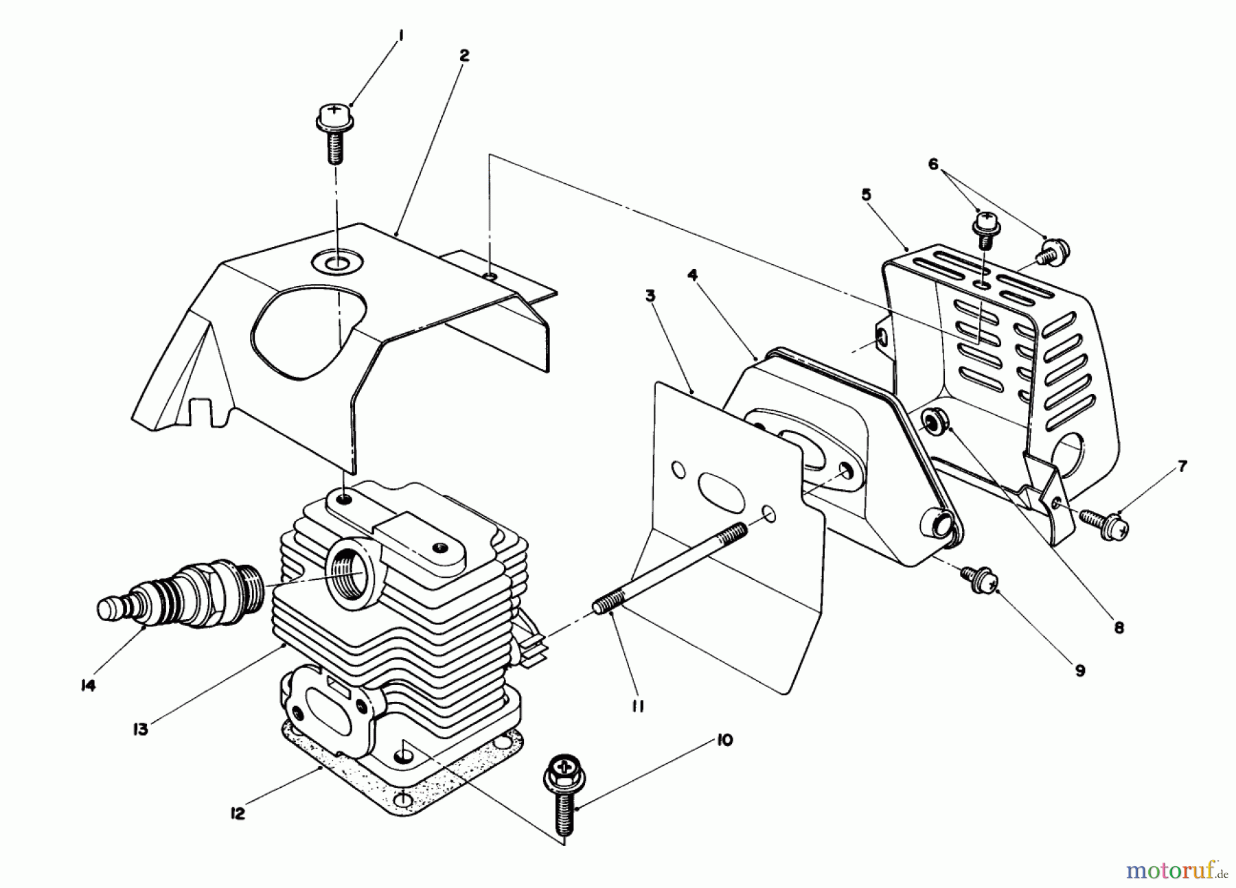  Toro Neu Trimmers, String/Brush 51643 (TC 3000) - Toro TC 3000 Gas Trimmer, 1986 (6000001-6999999) CYLINDER & MUFFLER ASSEMBLY