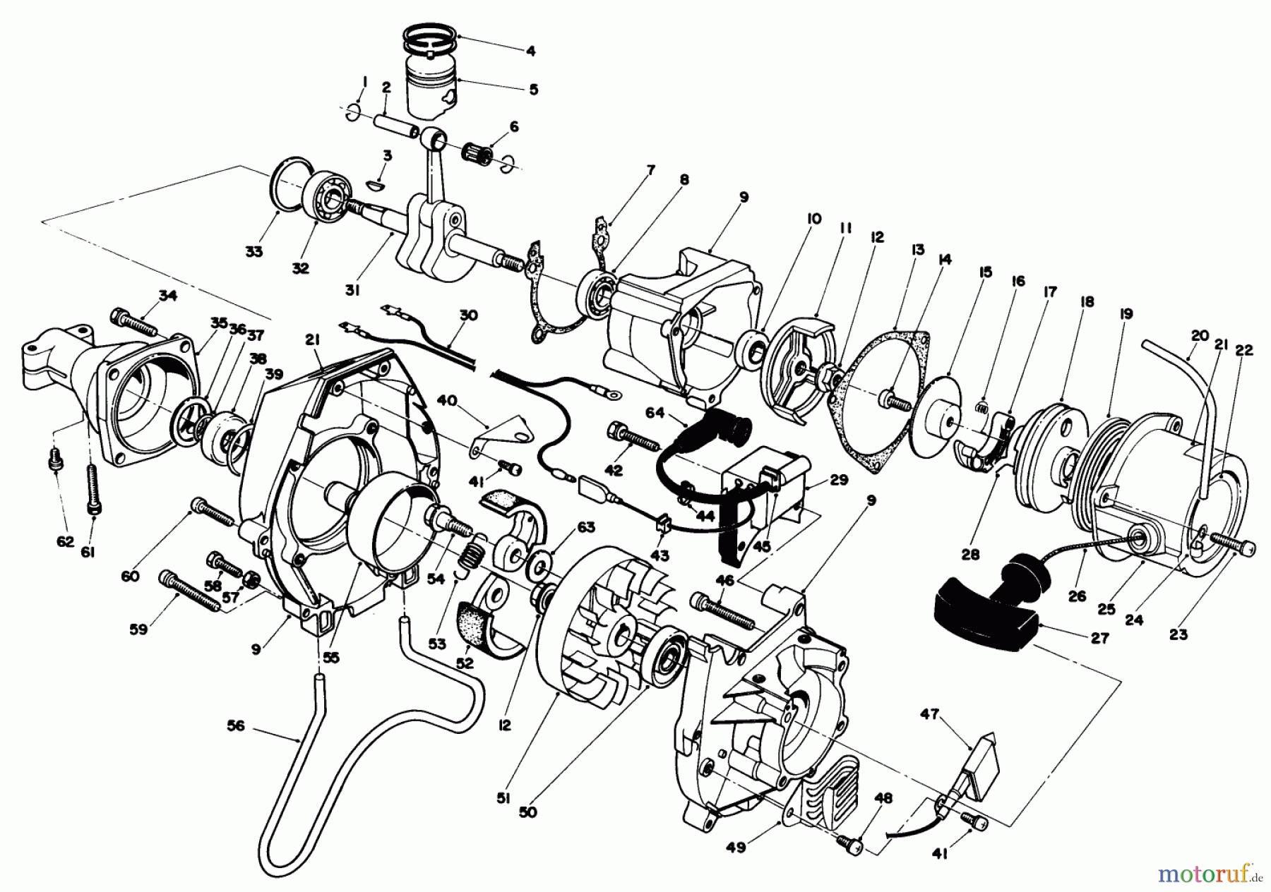 Toro Neu Trimmers, String/Brush 51643 (TC 3000) - Toro TC 3000 Gas Trimmer, 1986 (6000001-6999999) ENGINE ASSEMBLY