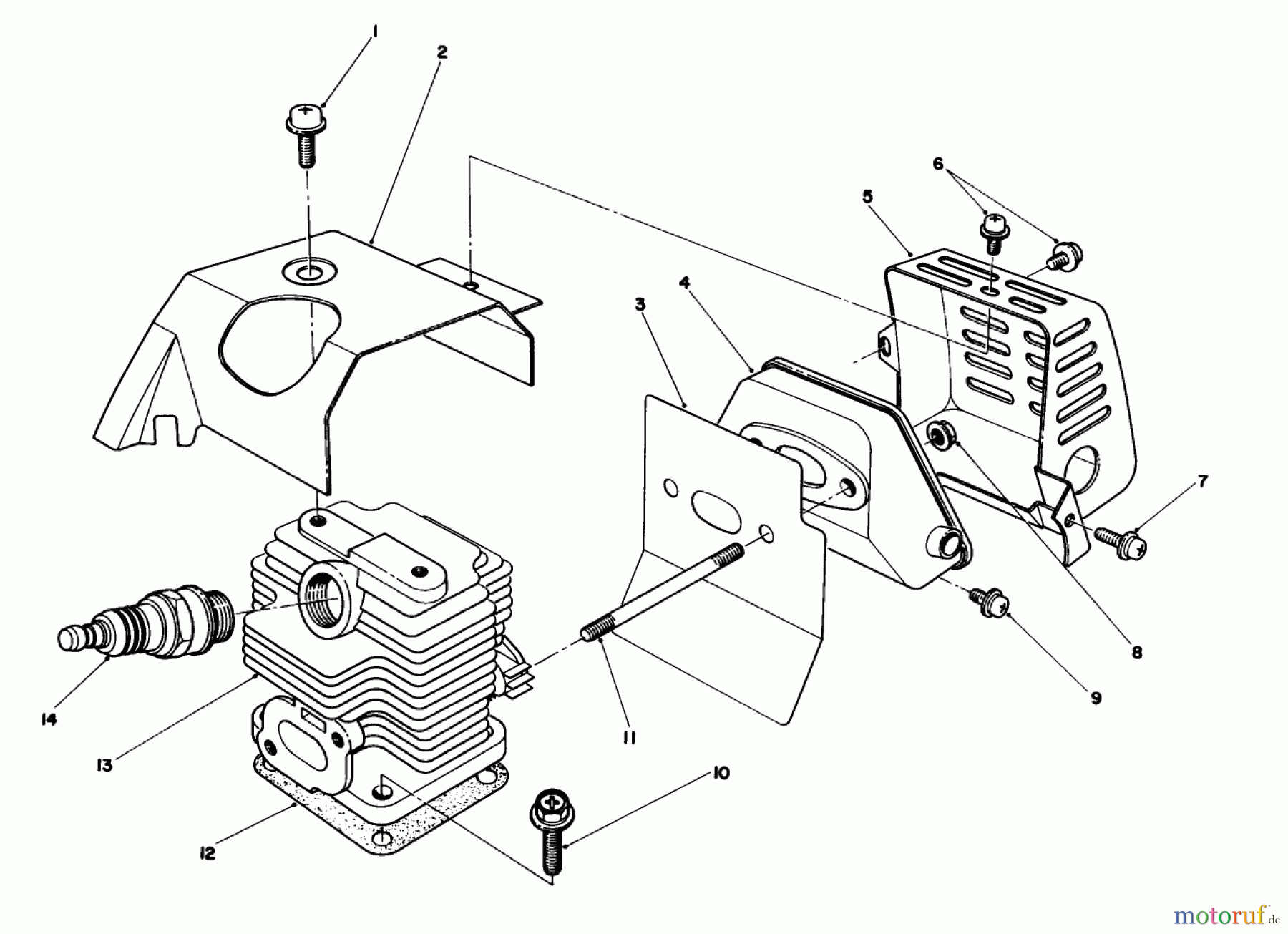 Toro Neu Trimmers, String/Brush 51643 (TC 3000) - Toro TC 3000 Gas Trimmer, 1987 (7000001-7999999) CYLINDER & MUFFLER ASSEMBLY
