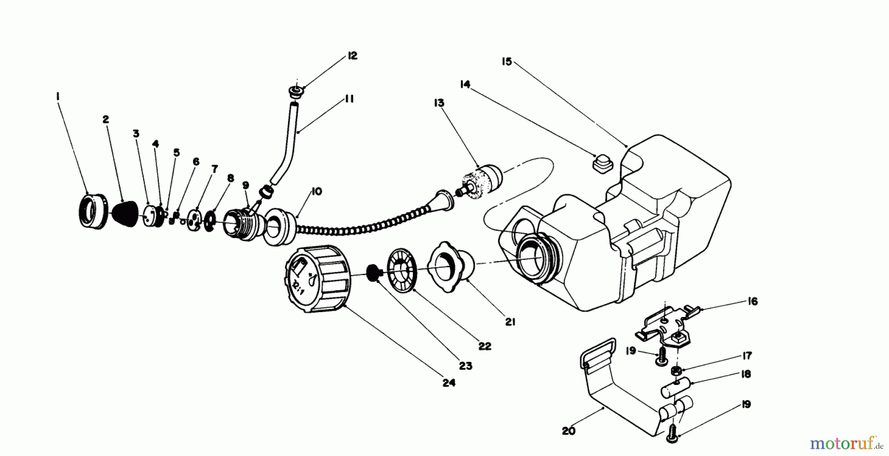  Toro Neu Trimmers, String/Brush 51645 (TC 5000) - Toro TC 5000 Gas Trimmer, 1985 (5000001-5999999) FUEL TANK ASSEMBLY