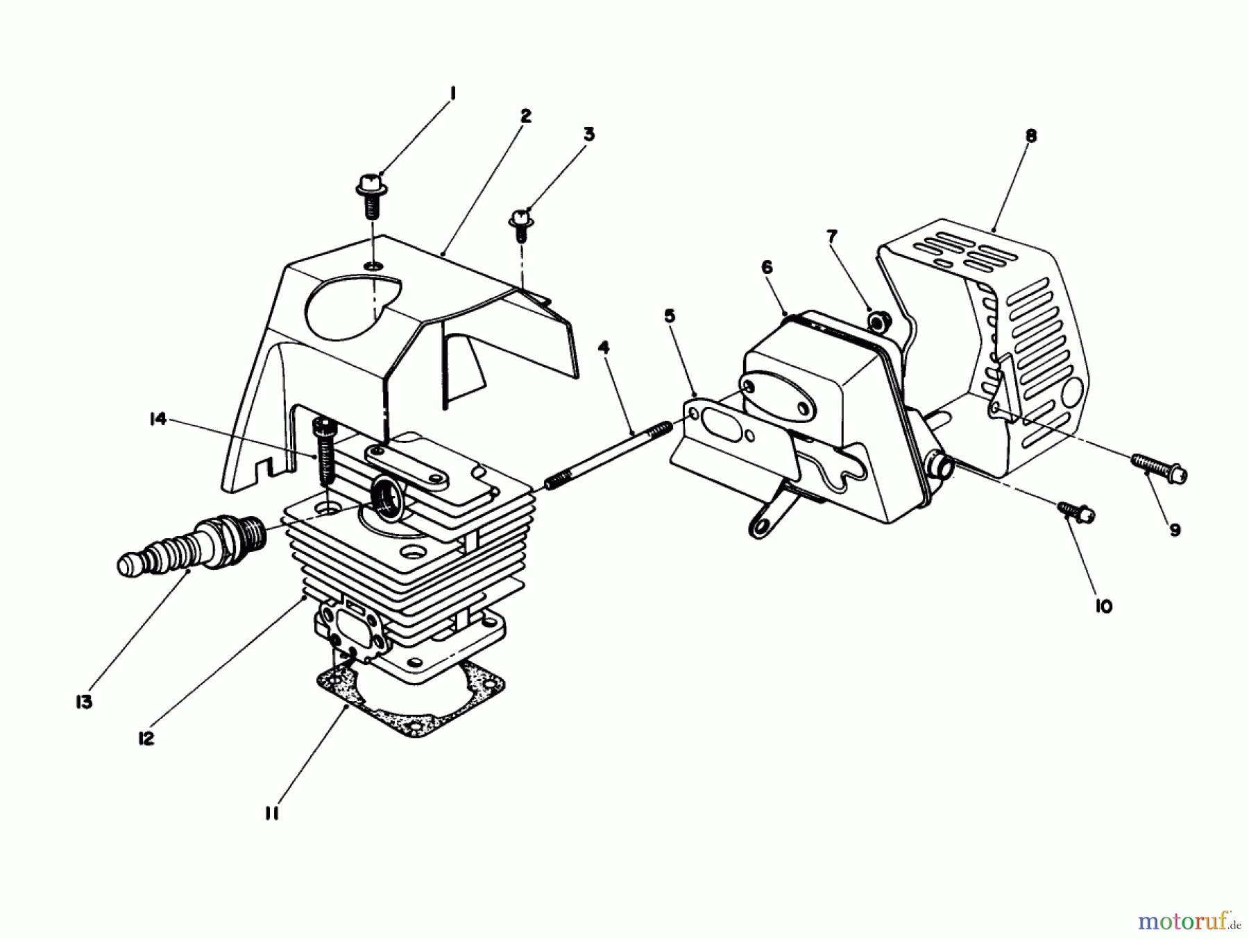 Toro Neu Trimmers, String/Brush 51645 (TC 5000) - Toro TC 5000 Gas Trimmer, 1986 (6000001-6999999) CYLINDER & MUFFLER ASSEMBLY
