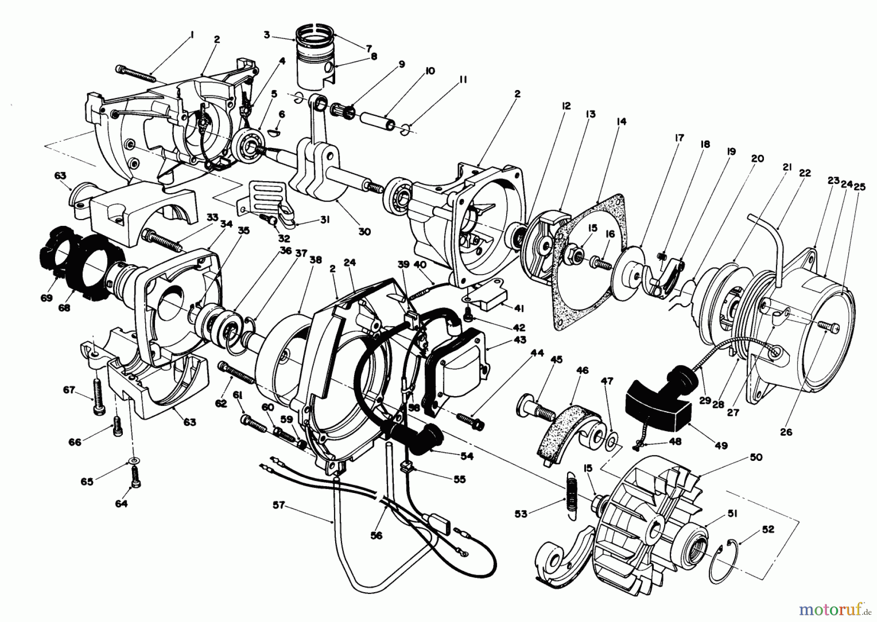 Toro Neu Trimmers, String/Brush 51645 (TC 5000) - Toro TC 5000 Gas Trimmer, 1986 (6000001-6999999) ENGINE ASSEMBLY