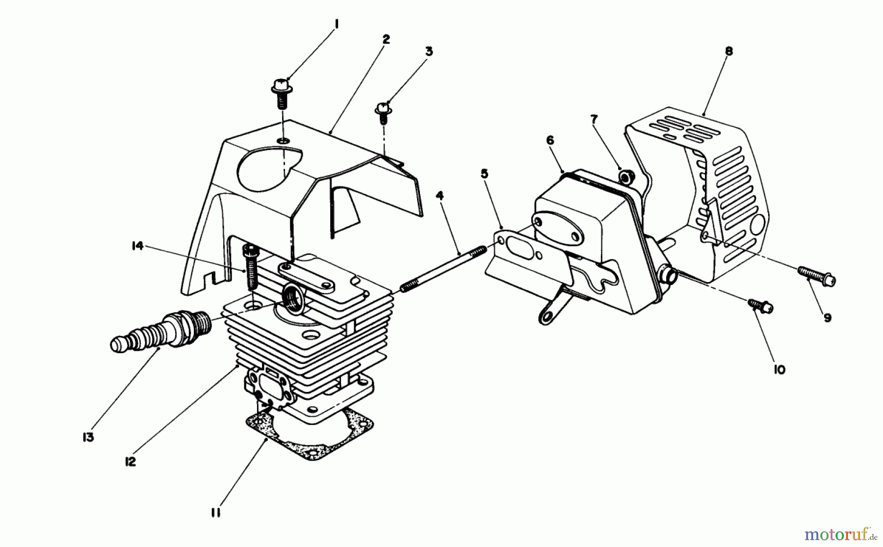  Toro Neu Trimmers, String/Brush 51645V (TC 5000) - Toro TC 5000 Gas Trimmer, 1991 (1000001-1999999) CYLINDER & MUFFLER ASSEMBLY