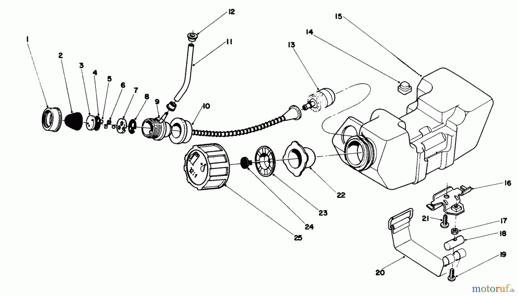 Toro Neu Trimmers, String/Brush 51645V (TC 5000) - Toro TC 5000 Gas Trimmer, 1991 (1000001-1999999) FUEL TANK ASSEMBLY