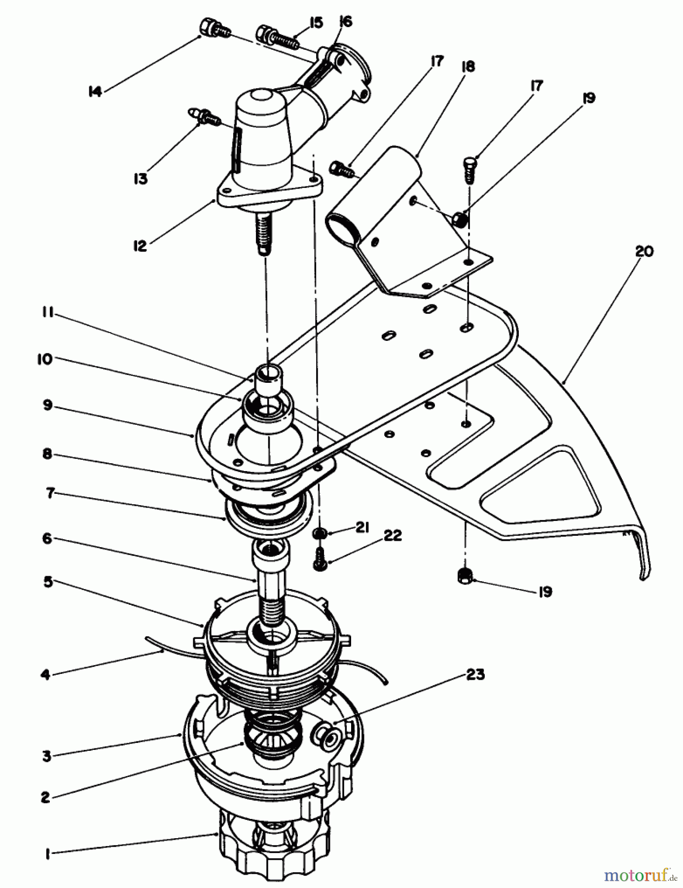 Toro Neu Trimmers, String/Brush 51645V (TC 5000) - Toro TC 5000 Gas Trimmer, 1991 (1000001-1999999) TRIMMER HEAD & GEAR BOX ASSEMBLY