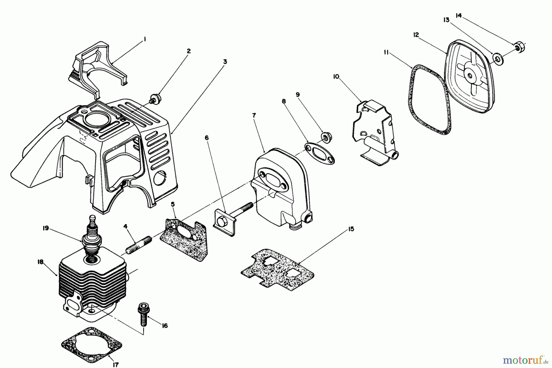 Toro Neu Trimmers, String/Brush 51650 (TC 3100) - Toro TC 3100 Gas Trimmer, 1989 (9000001-9999999) CYLINDER & MUFFLER ASSEMBLY
