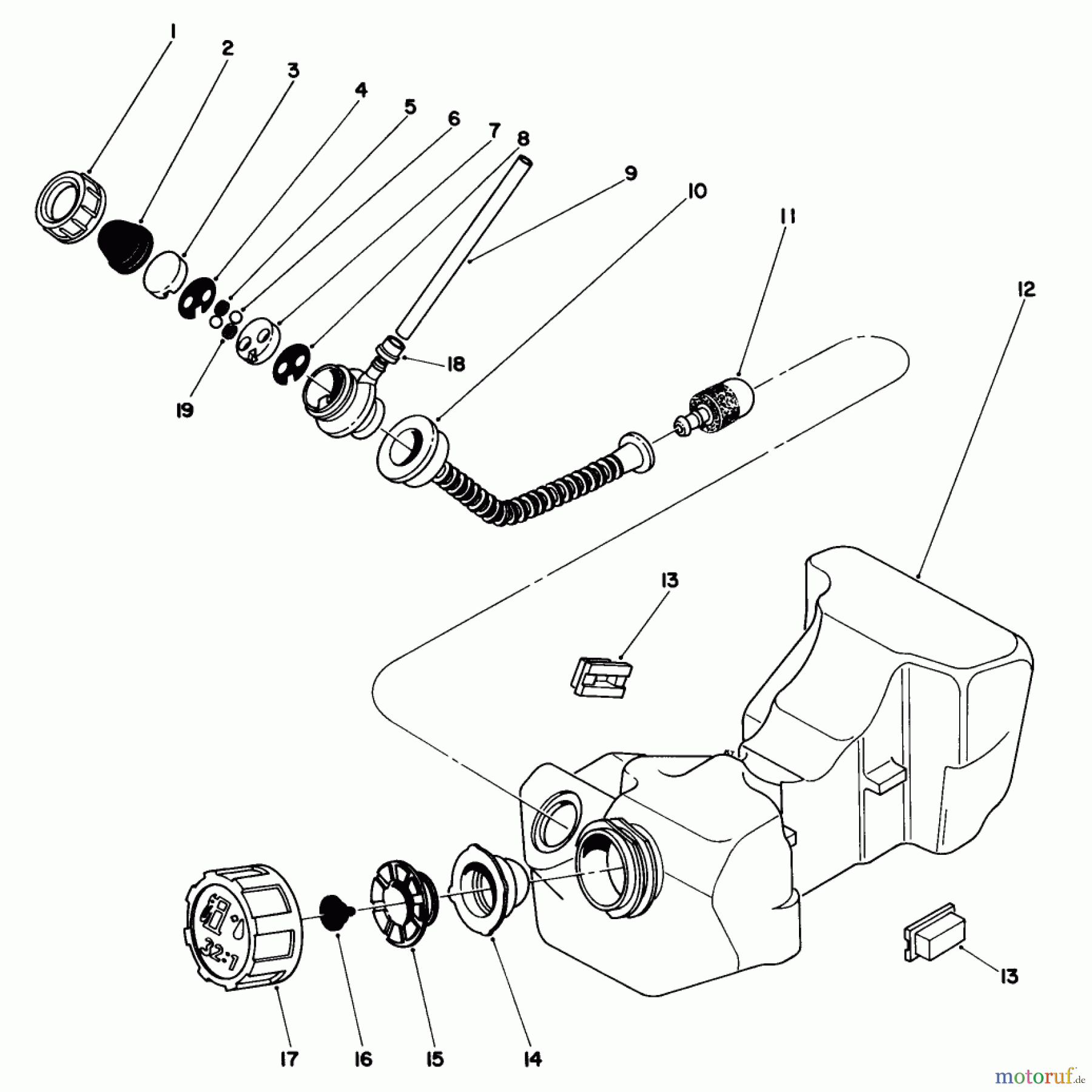 Toro Neu Trimmers, String/Brush 51650 (TC 3100) - Toro TC 3100 Gas Trimmer, 1989 (9000001-9999999) FUEL TANK ASSEMBLY