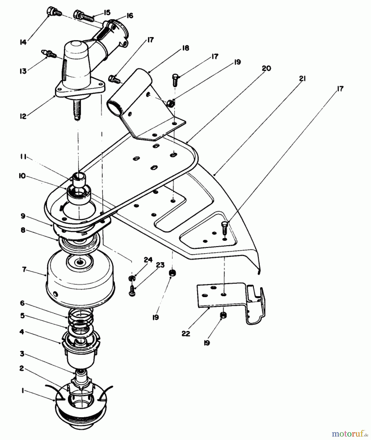 Toro Neu Trimmers, String/Brush 51650 (TC 3100) - Toro TC 3100 Gas Trimmer, 1988 (8000001-8999999) TRIMMER HEAD & GEAR BOX ASSEMBLY