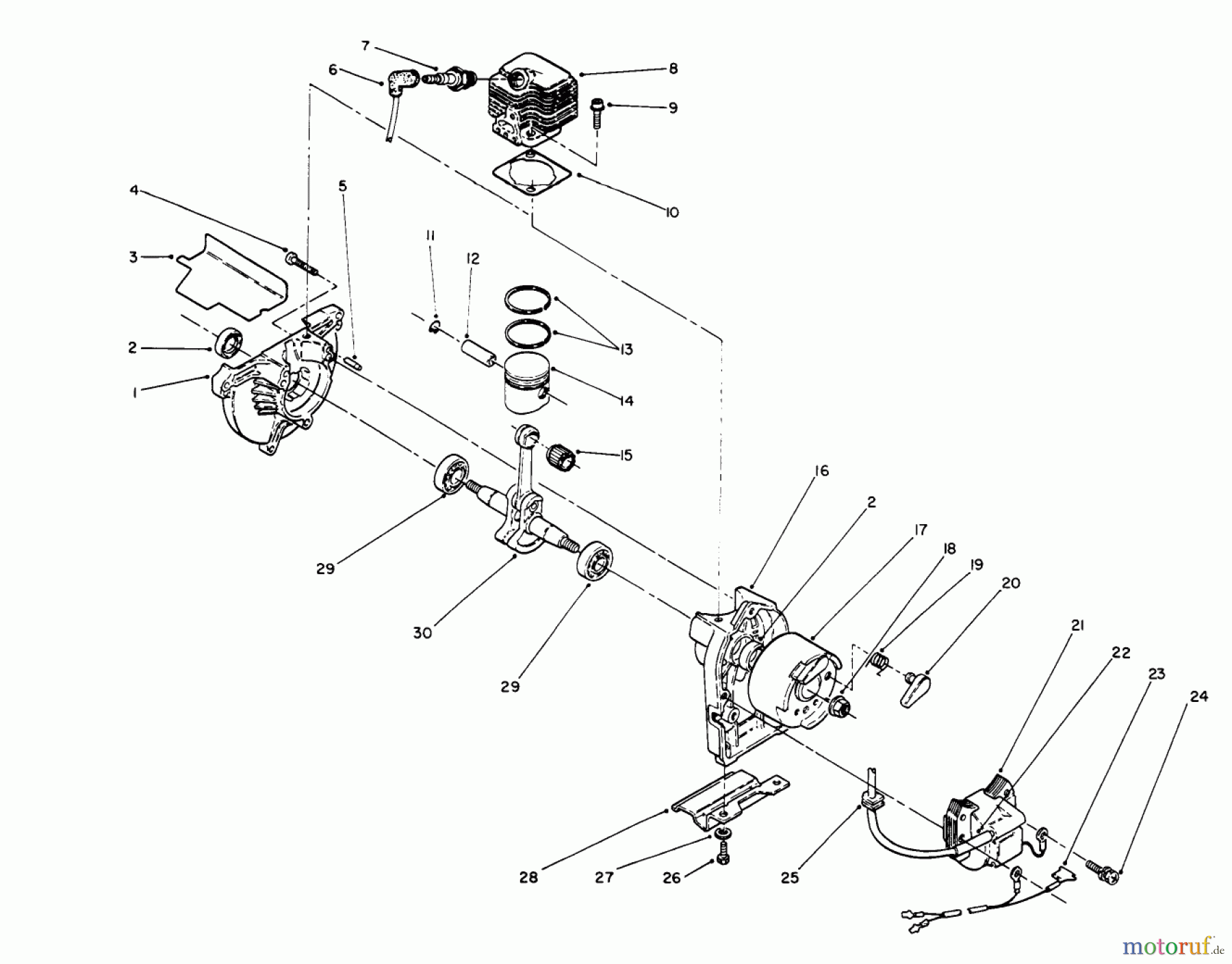  Toro Neu Trimmers, String/Brush 51652 (TC 3105) - Toro TC 3105 Gas Trimmer, 1991 (1000001-1999999) ENGINE ASSEMBLY #2