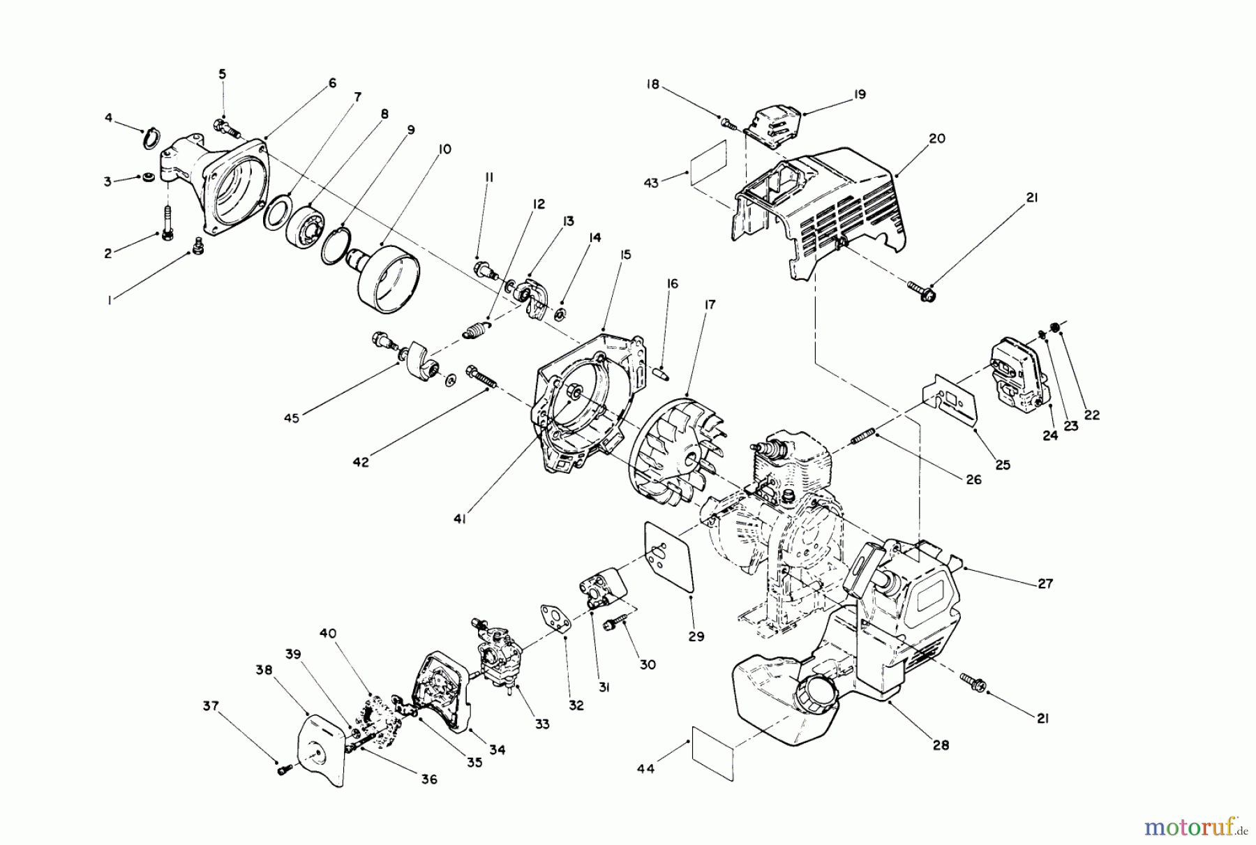 Toro Neu Trimmers, String/Brush 51655 (TC 3110) - Toro TC 3110 Gas Trimmer, 1991 (1000001-1999999) ENGINE ASSEMBLY #1