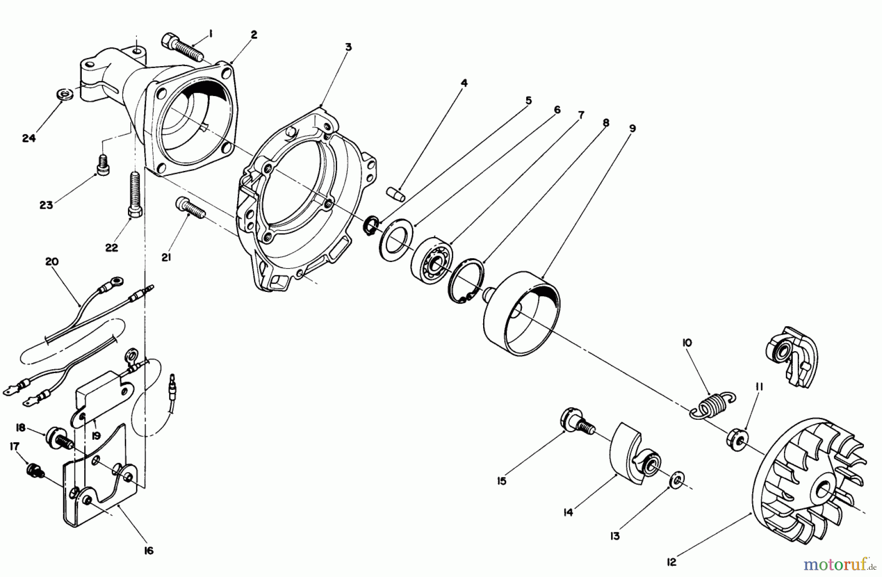 Toro Neu Trimmers, String/Brush 51660 (TC 3500) - Toro TC 3500 Gas Trimmer, 1991 (1000001-1999999) CLUTCH CASE & FAN ASSEMBLY