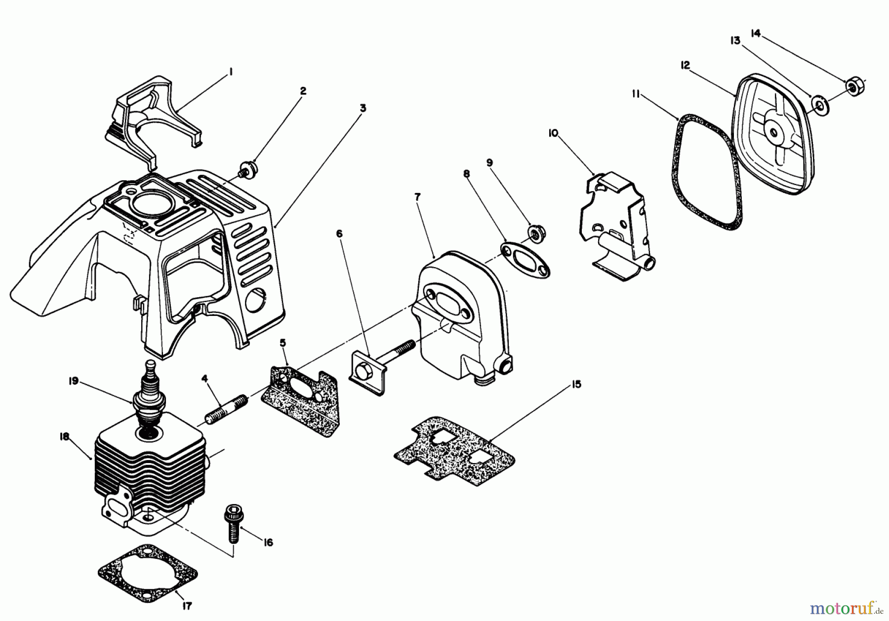 Toro Neu Trimmers, String/Brush 51660 (TC 3500) - Toro TC 3500 Gas Trimmer, 1990 (0000001-0999999) CYLINDER & MUFFLER ASSEMBLY
