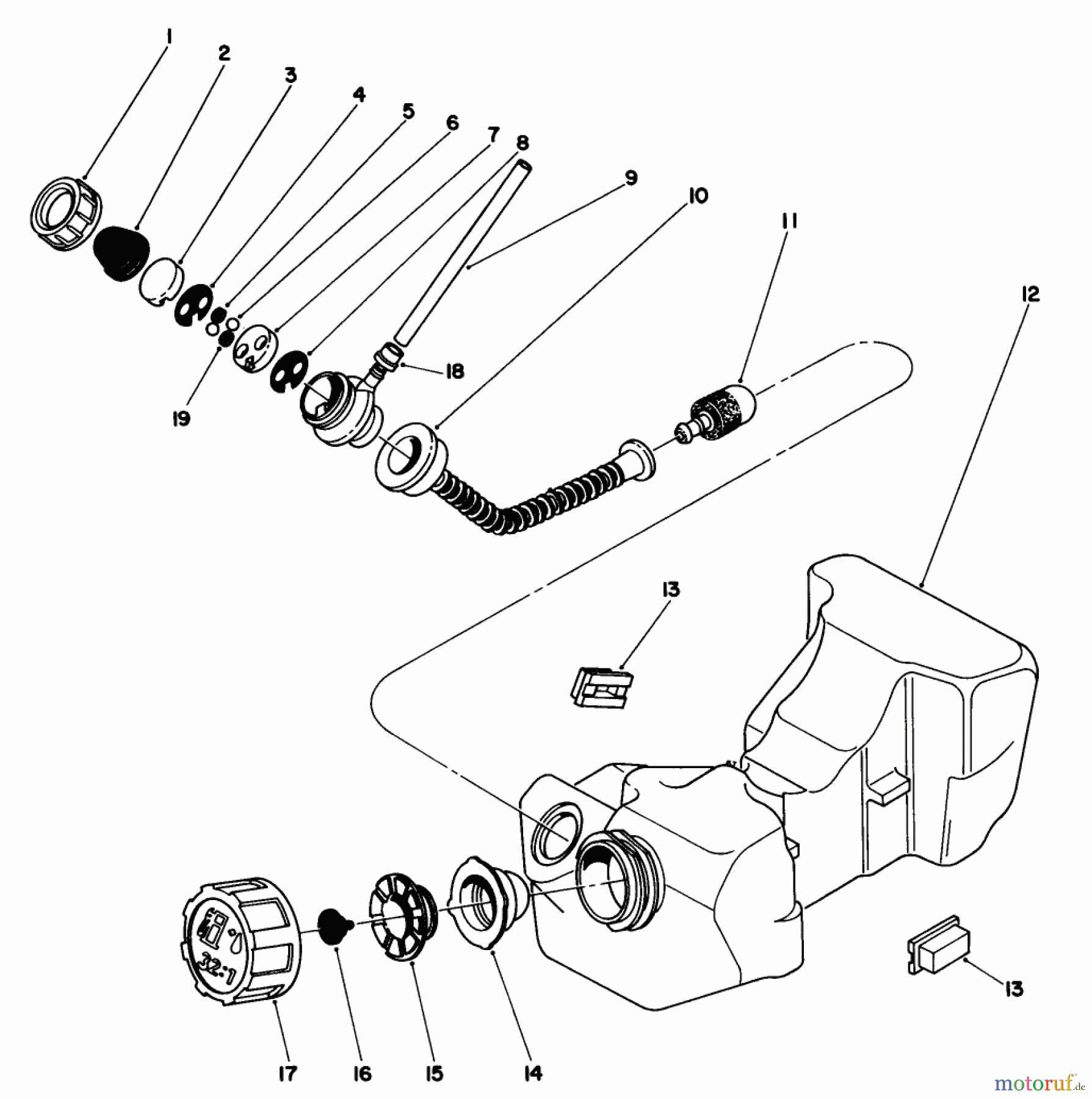 Toro Neu Trimmers, String/Brush 51660 (TC 3500) - Toro TC 3500 Gas Trimmer, 1988 (8000001-8999999) FUEL TANK ASSEMBLY