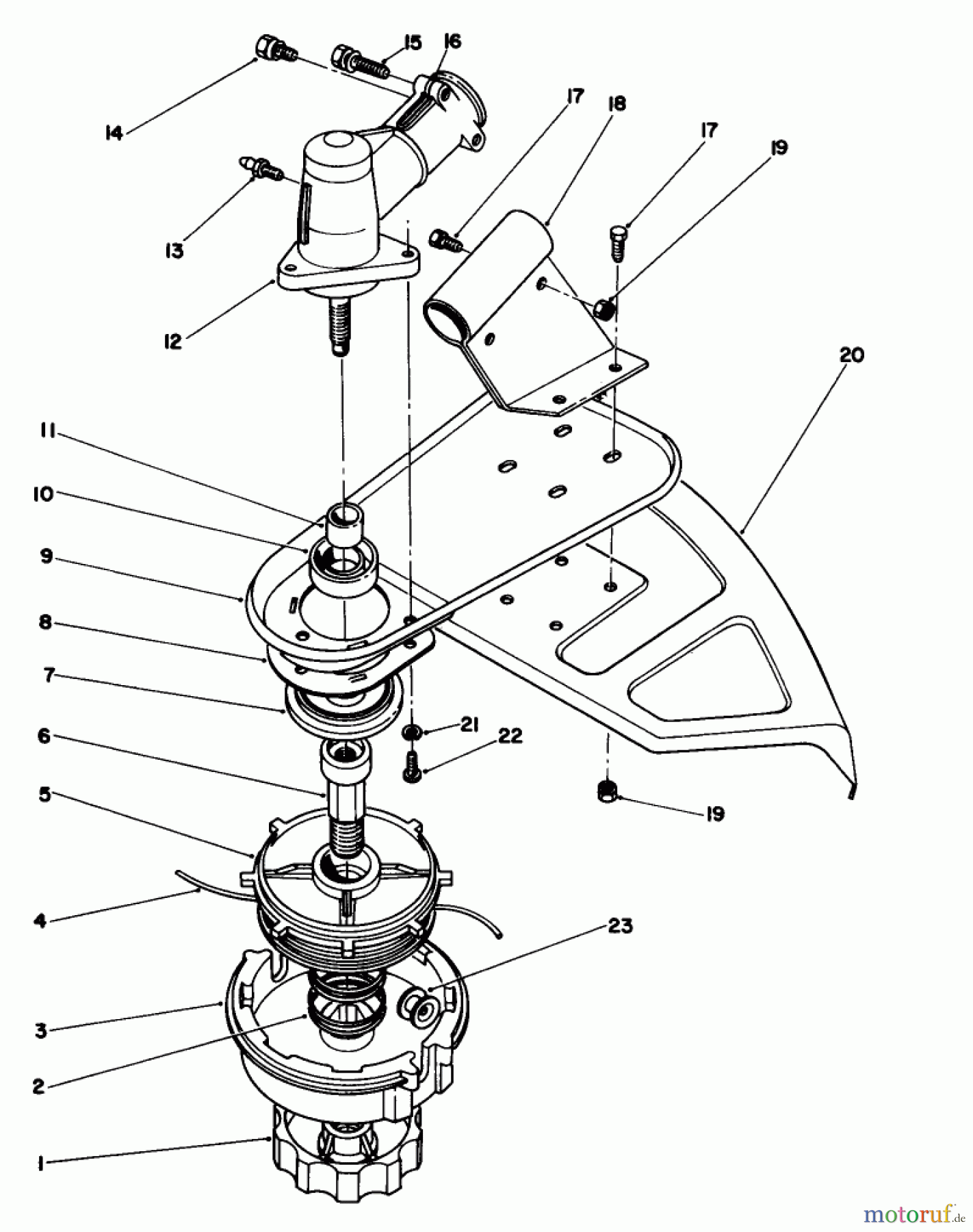 Toro Neu Trimmers, String/Brush 51660 (TC 3500) - Toro TC 3500 Gas Trimmer, 1991 (1000001-1999999) TRIMMER HEAD & GEAR BOX ASSEMBLY
