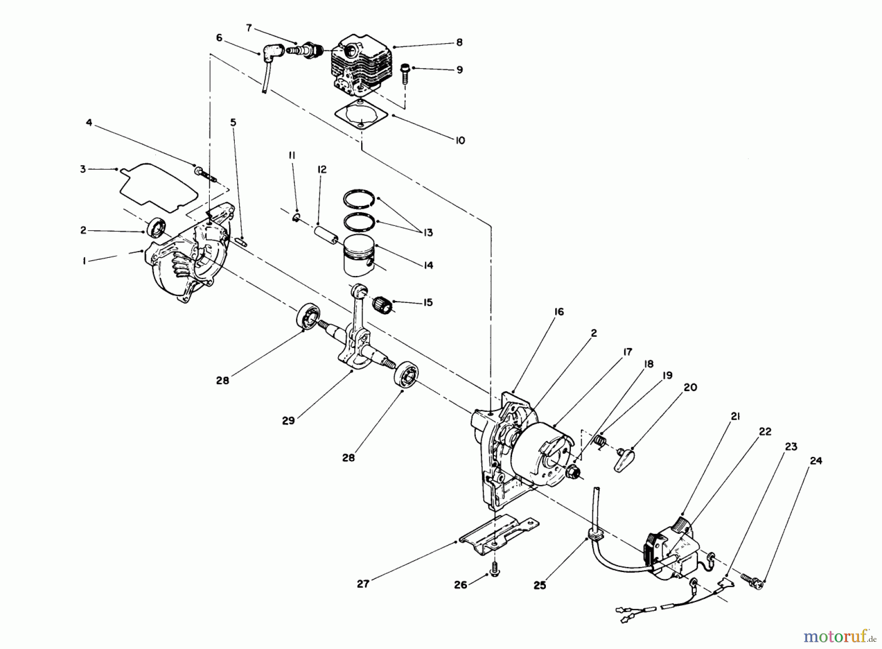  Toro Neu Trimmers, String/Brush 51665 (TC 3510) - Toro TC 3510 Gas Trimmer, 1990 (0000001-0999999) ENGINE ASSEMBLY #2