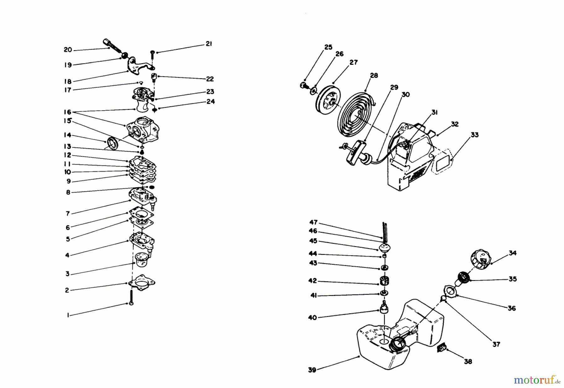 Toro Neu Trimmers, String/Brush 51665 (TC 3510) - Toro TC 3510 Gas Trimmer, 1990 (0000001-0999999) ENGINE ASSEMBLY #3