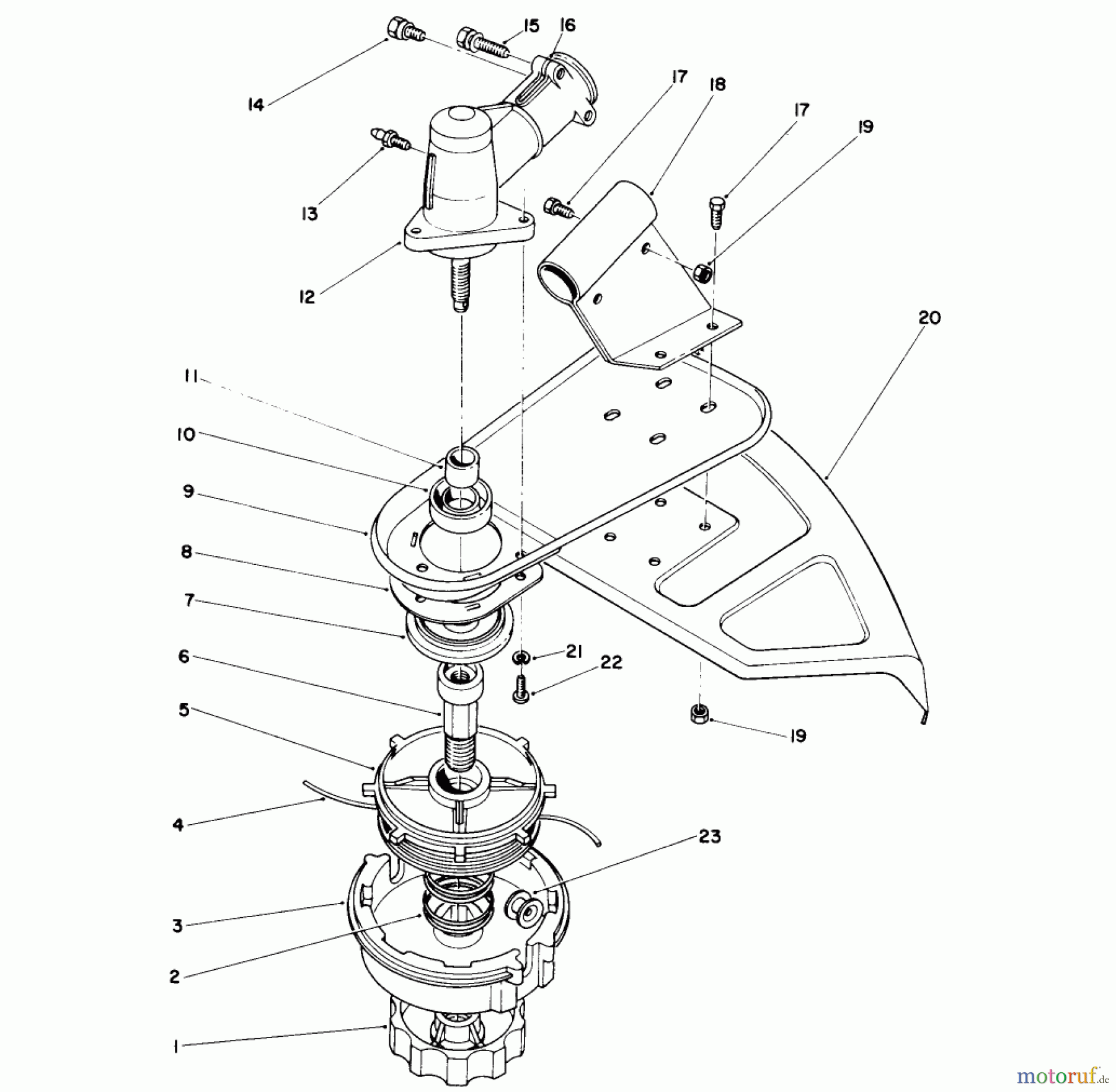 Toro Neu Trimmers, String/Brush 51665 (TC 3510) - Toro TC 3510 Gas Trimmer, 1990 (0000001-0999999) TRIMMER HEAD & GEAR BOX ASSEMBLY