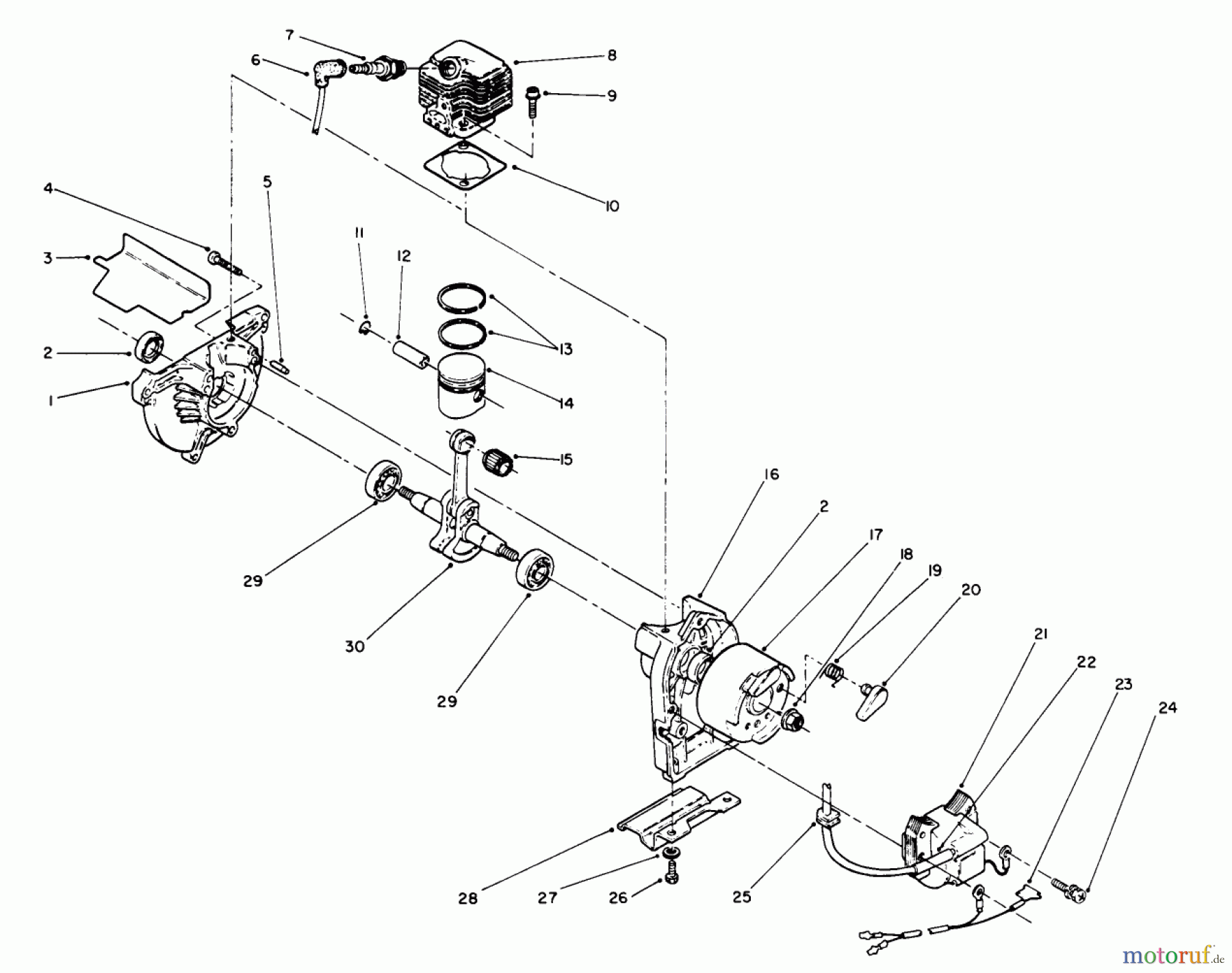 Toro Neu Trimmers, String/Brush 51665 (TC 3510) - Toro TC 3510 Gas Trimmer, 1991 (1000001-1999999) ENGINE ASSEMBLY #2