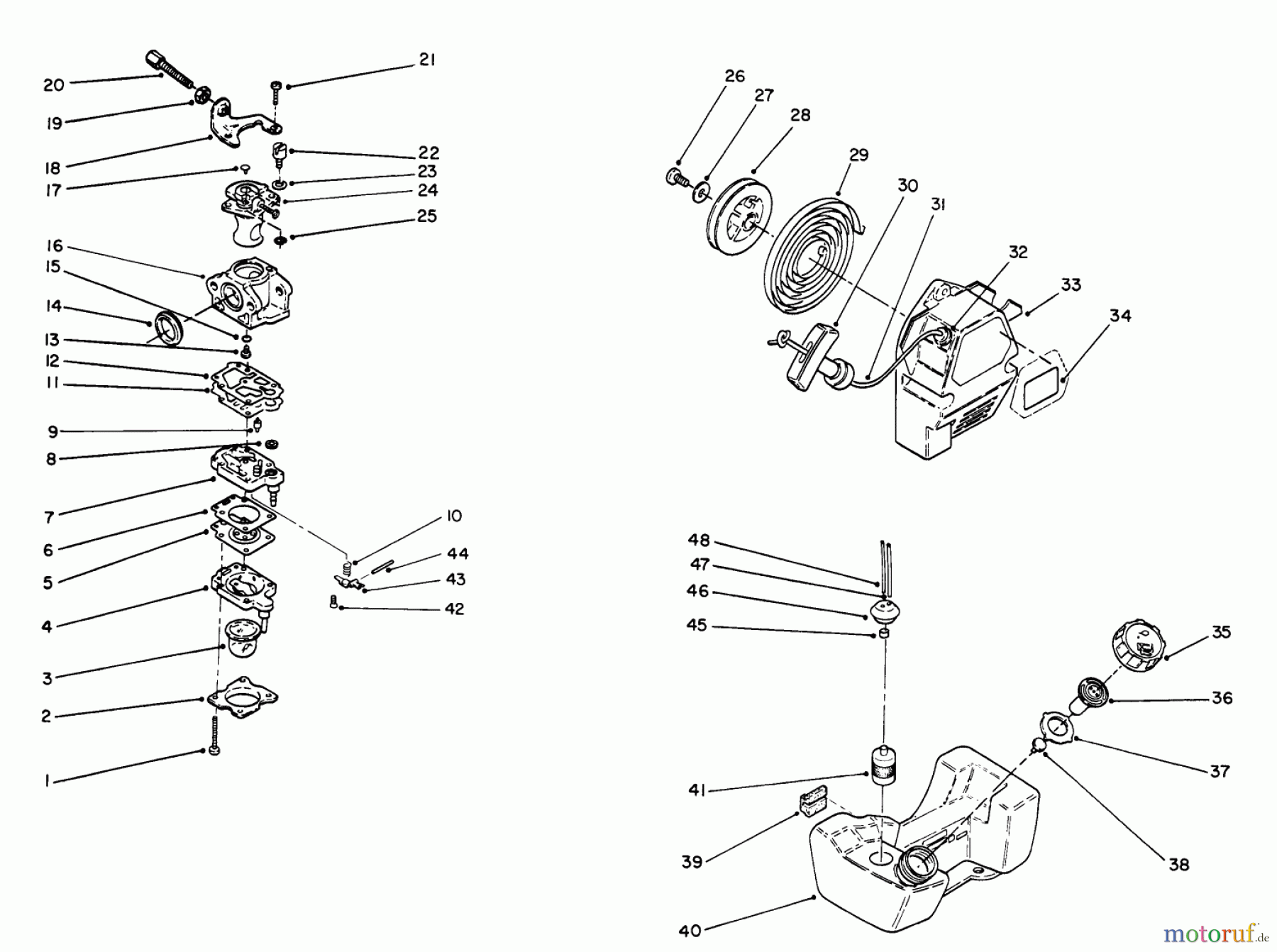  Toro Neu Trimmers, String/Brush 51675 (TC 5010) - Toro TC 5010 Gas Trimmer, 1992 (2000001-2999999) ENGINE ASSEMBLY #3