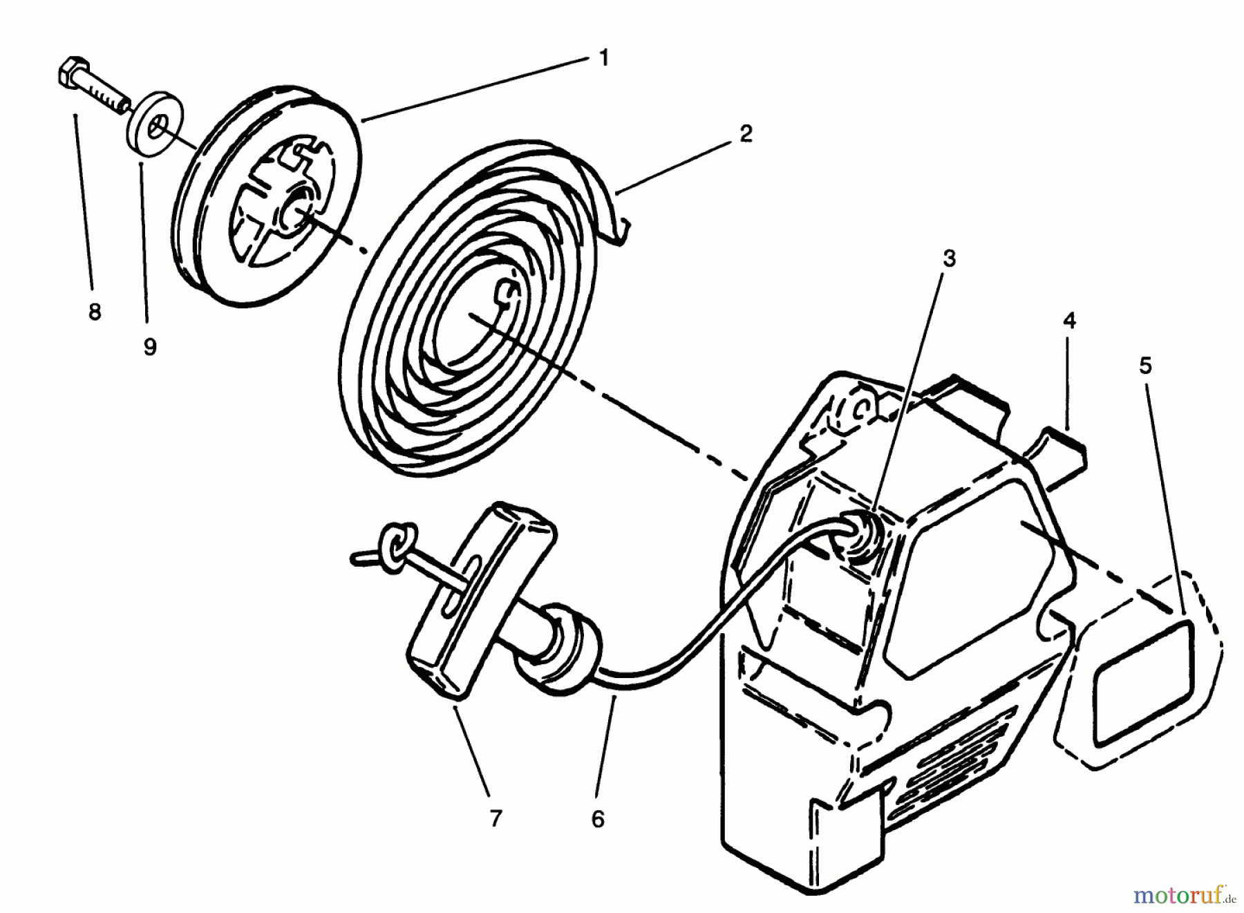 Toro Neu Trimmers, String/Brush 51675 (TC 5010) - Toro TC 5010 Gas Trimmer, 1993 (39000001-39999999) RECOIL ASSEMBLY