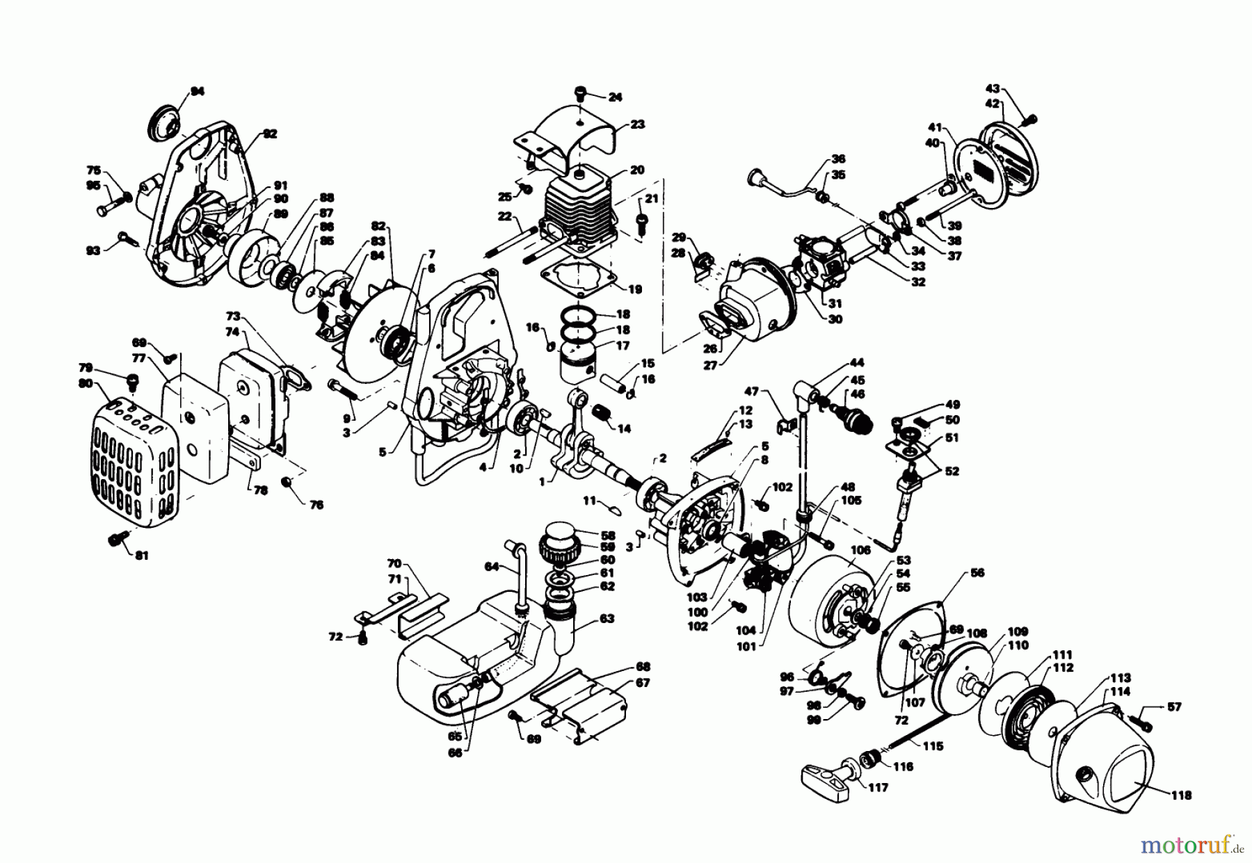 Toro Neu Trimmers, String/Brush 51700 - Toro 21cc Gas Trimmer, 1979 (9000001-9999999) ENGINE ASSEMBLY