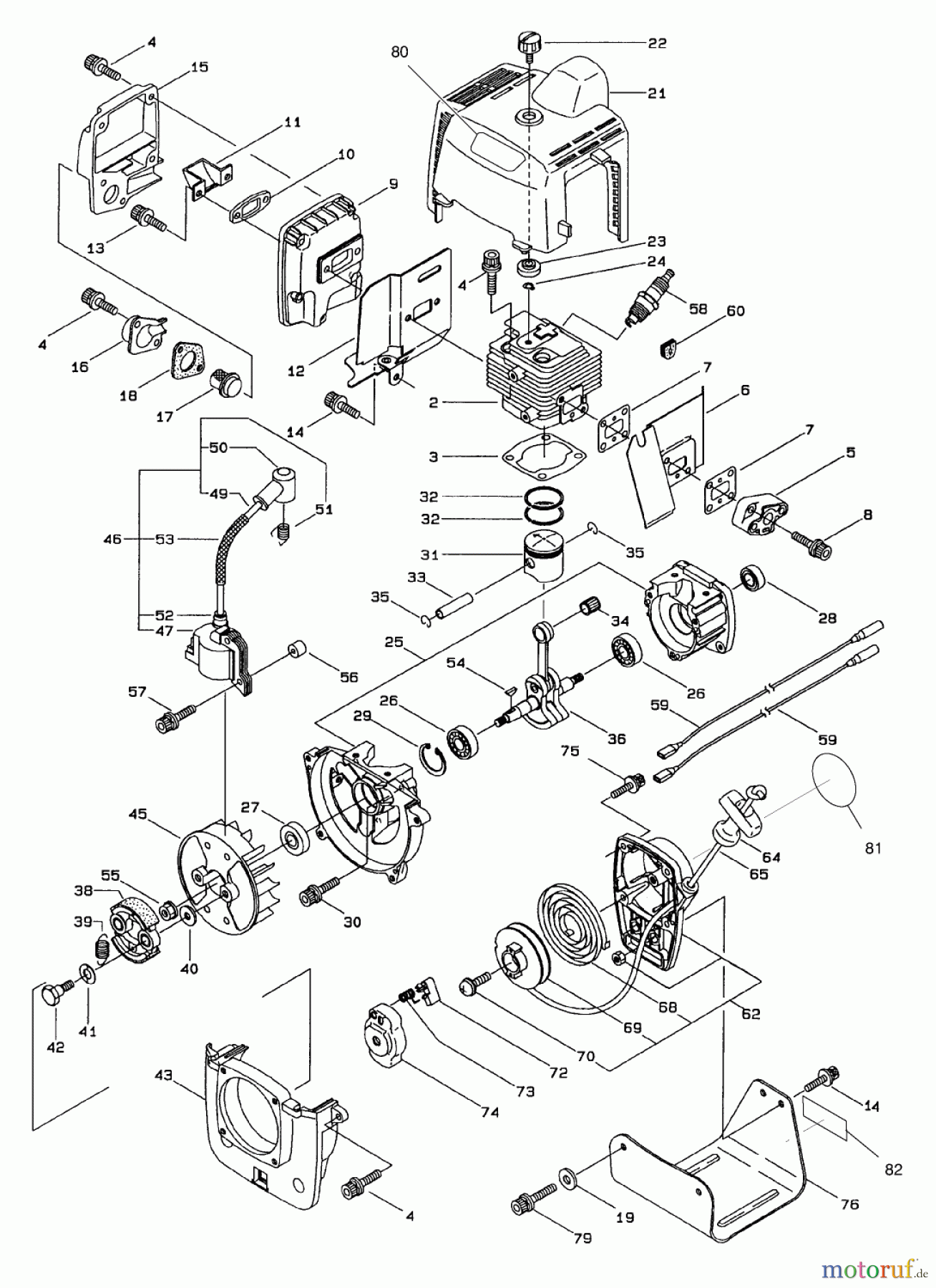 Toro Neu Trimmers, String/Brush 53002 - Toro Gas Trimmer, Straight Shaft (53005), 1998 (890001-895000) ENGINE ASSEMBLY