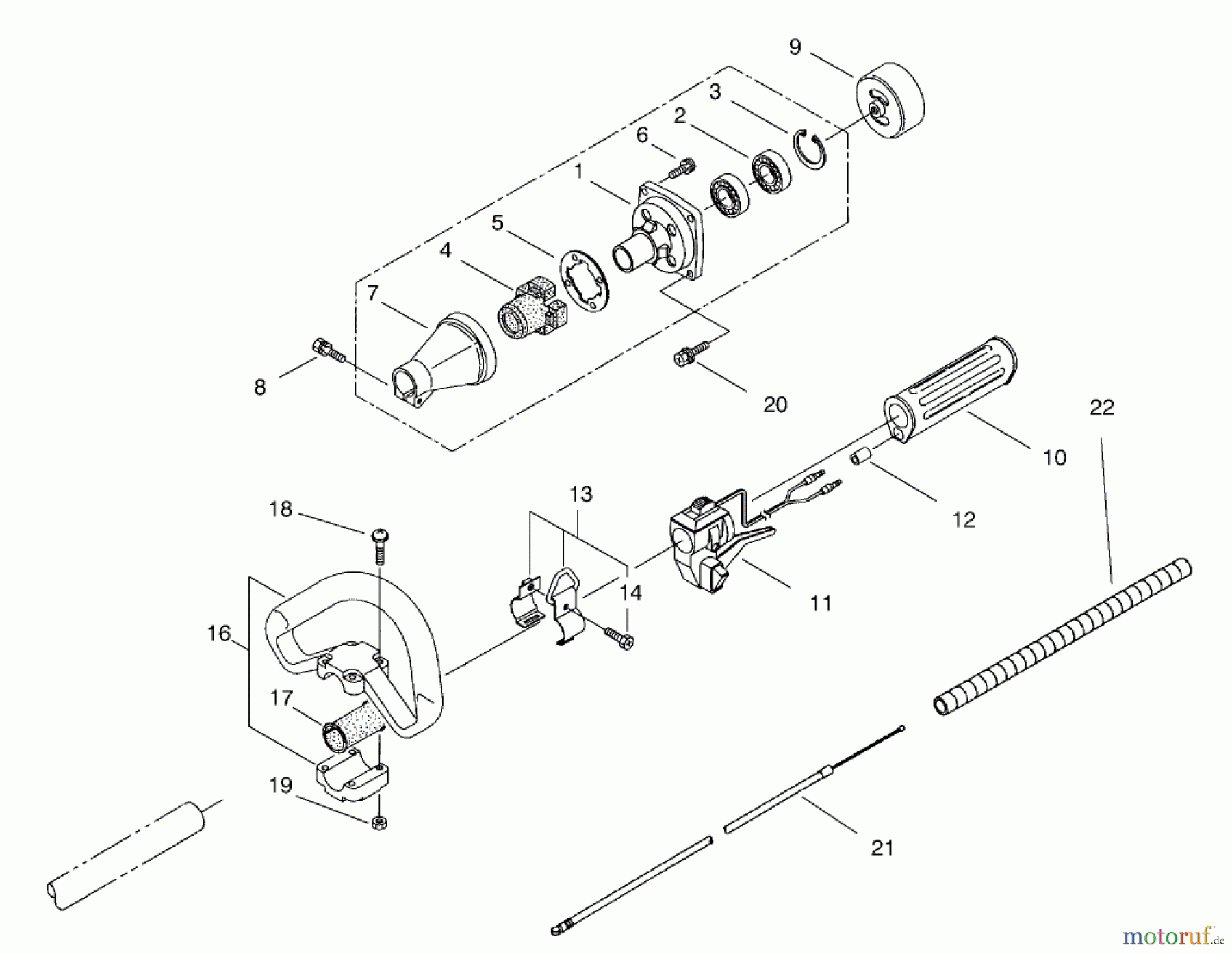 Toro Neu Trimmers, String/Brush 53003 - Toro Gas Trimmer, Straight Shaft (53005), 1998 (890001-895000) CLUTCH AND HANDLE ASSEMBLY