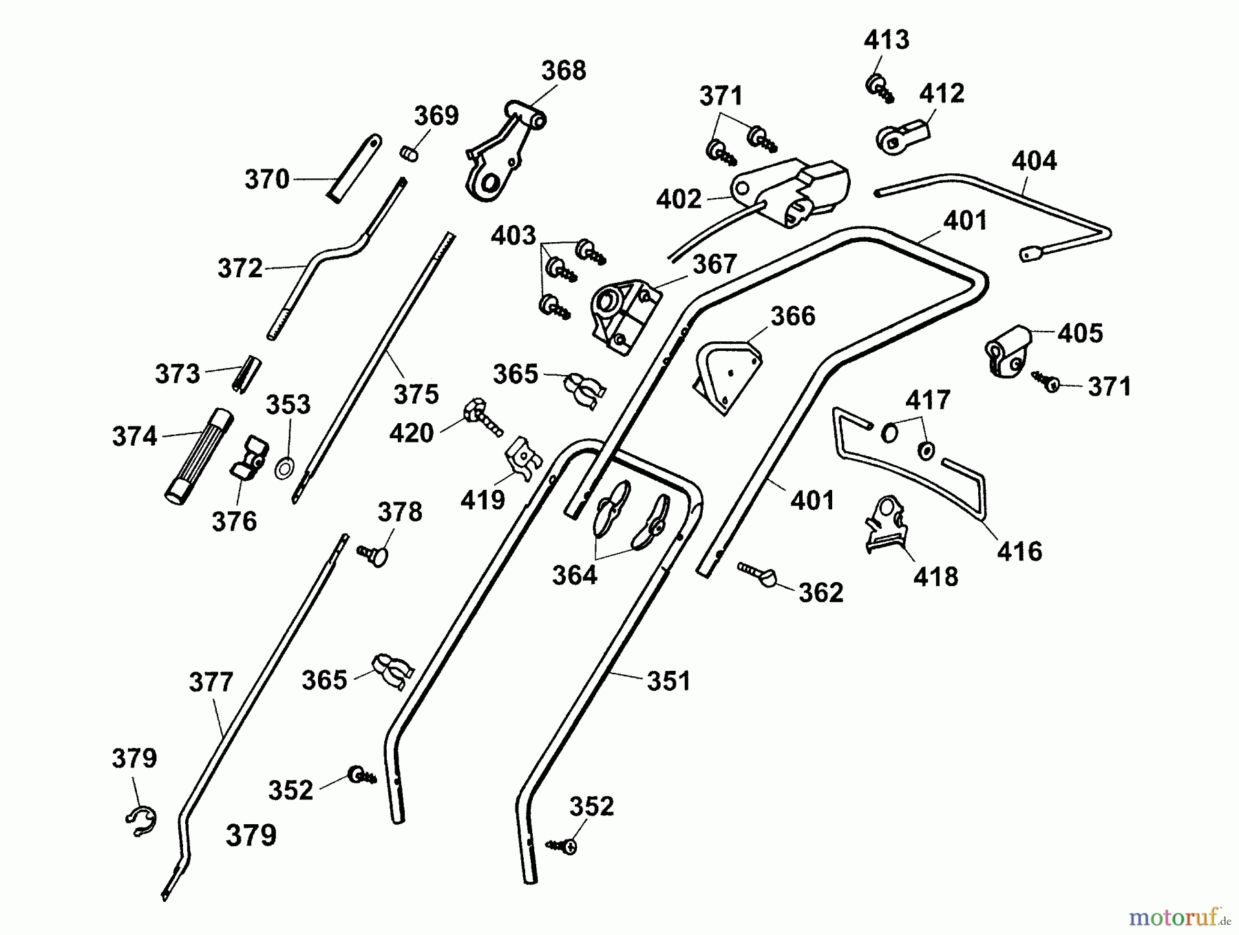  Wolf-Garten Elektrovertikutierer UV 32 EV 3632680 Serie A  (2003) Holm, Höhenverstellung
